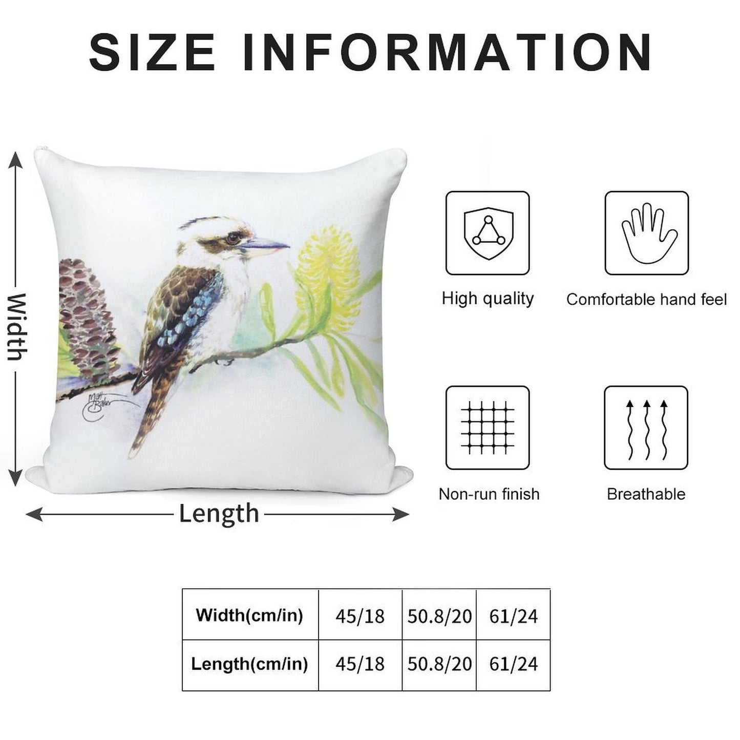 The Contented Kookaburra Soft Hidden Zipper Throw Pillow