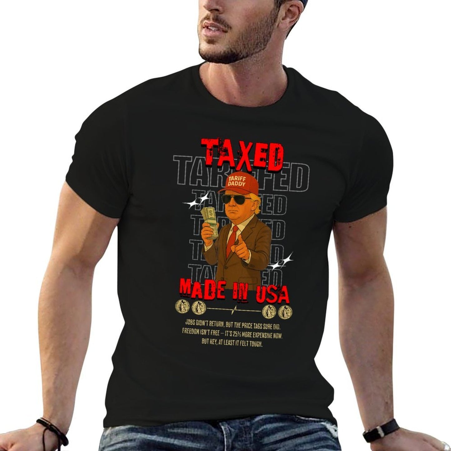 Tariff Daddy Funny Trump Design – Political Meme About Tarif Polyester Blend T-Shirt