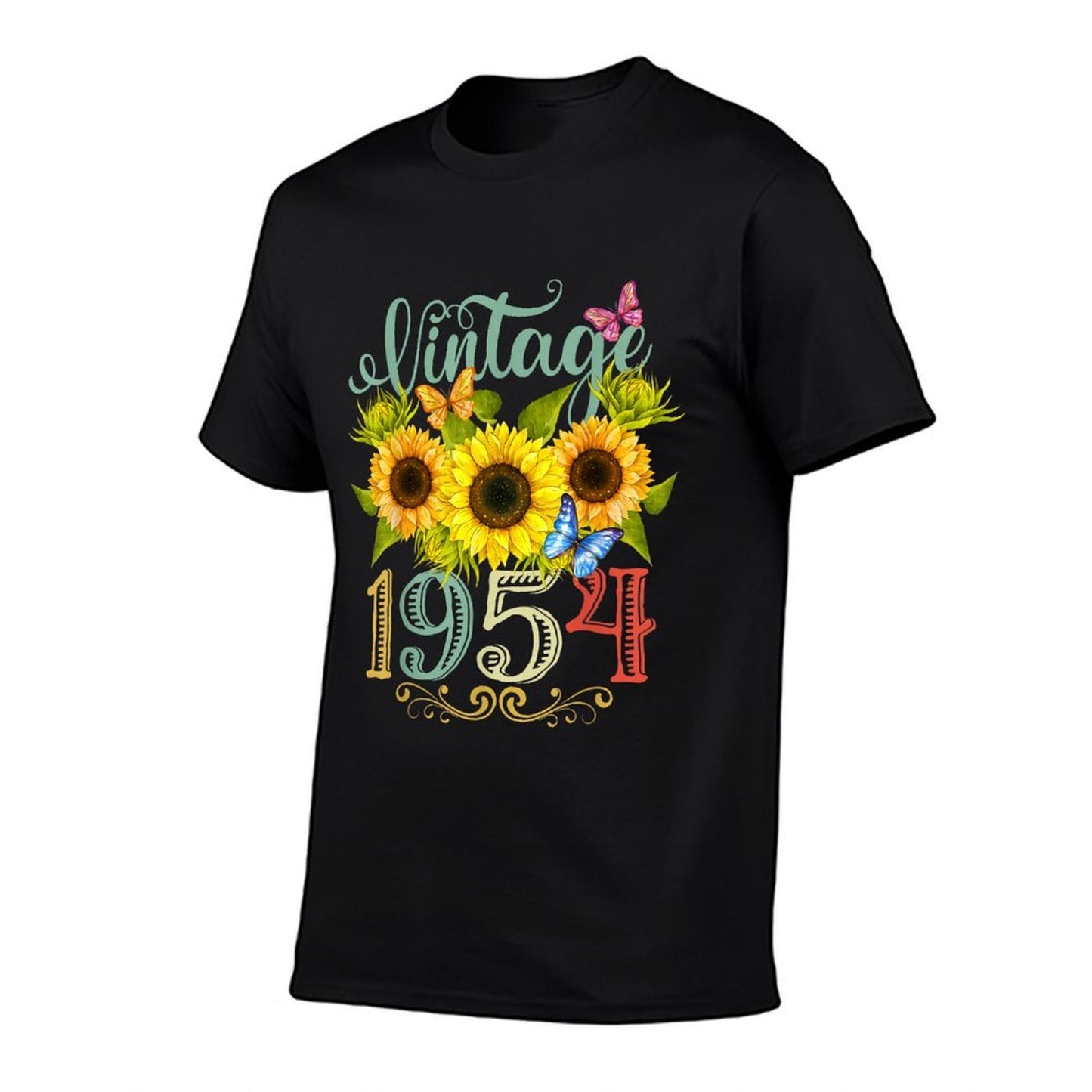 Sunflower Floral Butterfly Vintage 1954 Funny 70th Birthday Versatile T-Shirt