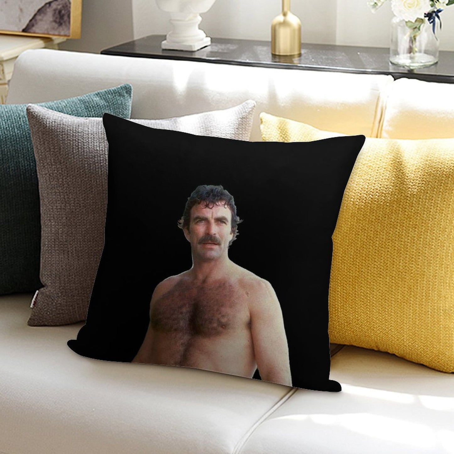 Tom Selleck Soft Fade-Resistant Throw Pillow