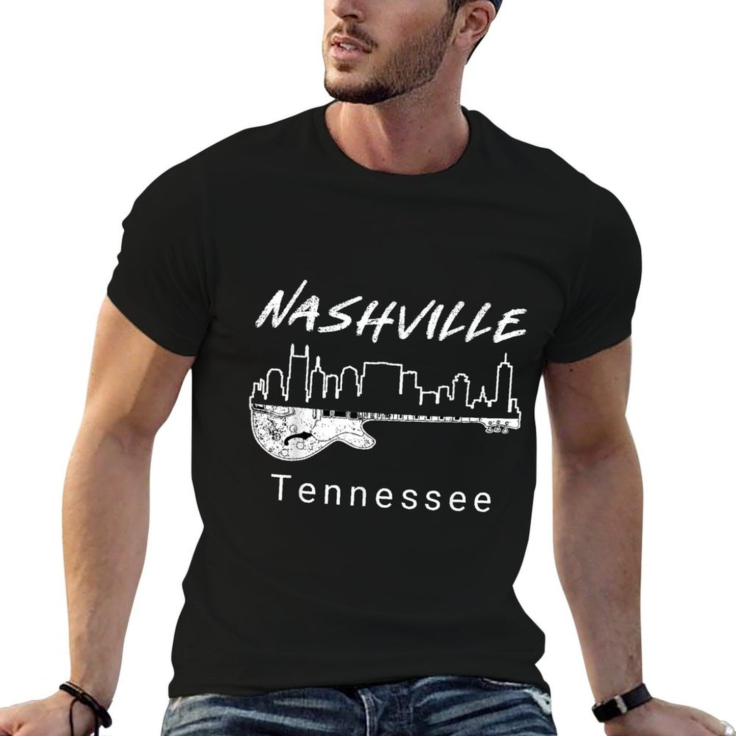 Souvenirs From Nashville Tn Guitar Nashville Gifts Slim-fit Cut T-Shirt