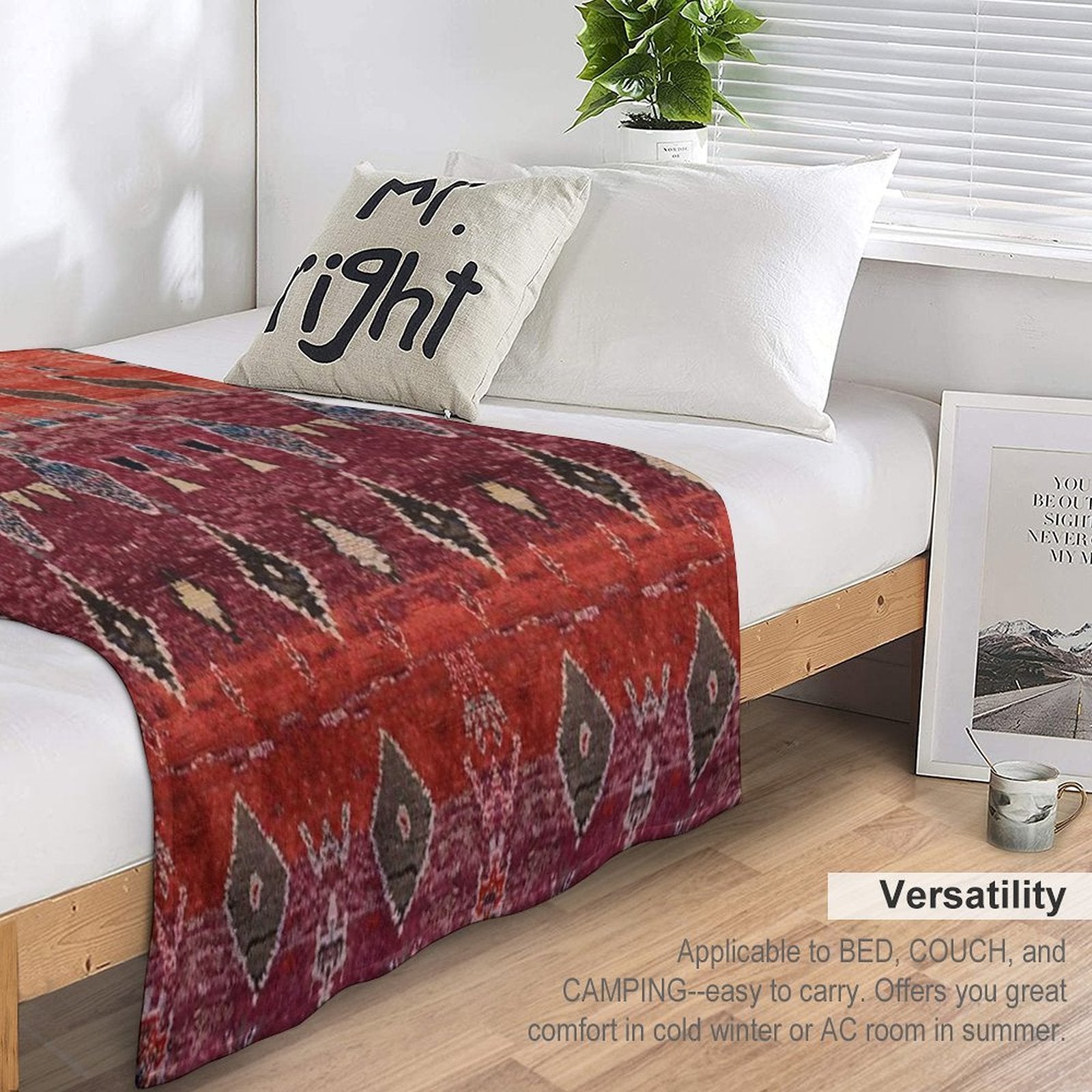 Traditional Oriental Moroccan Rug Compact Throw Blanket