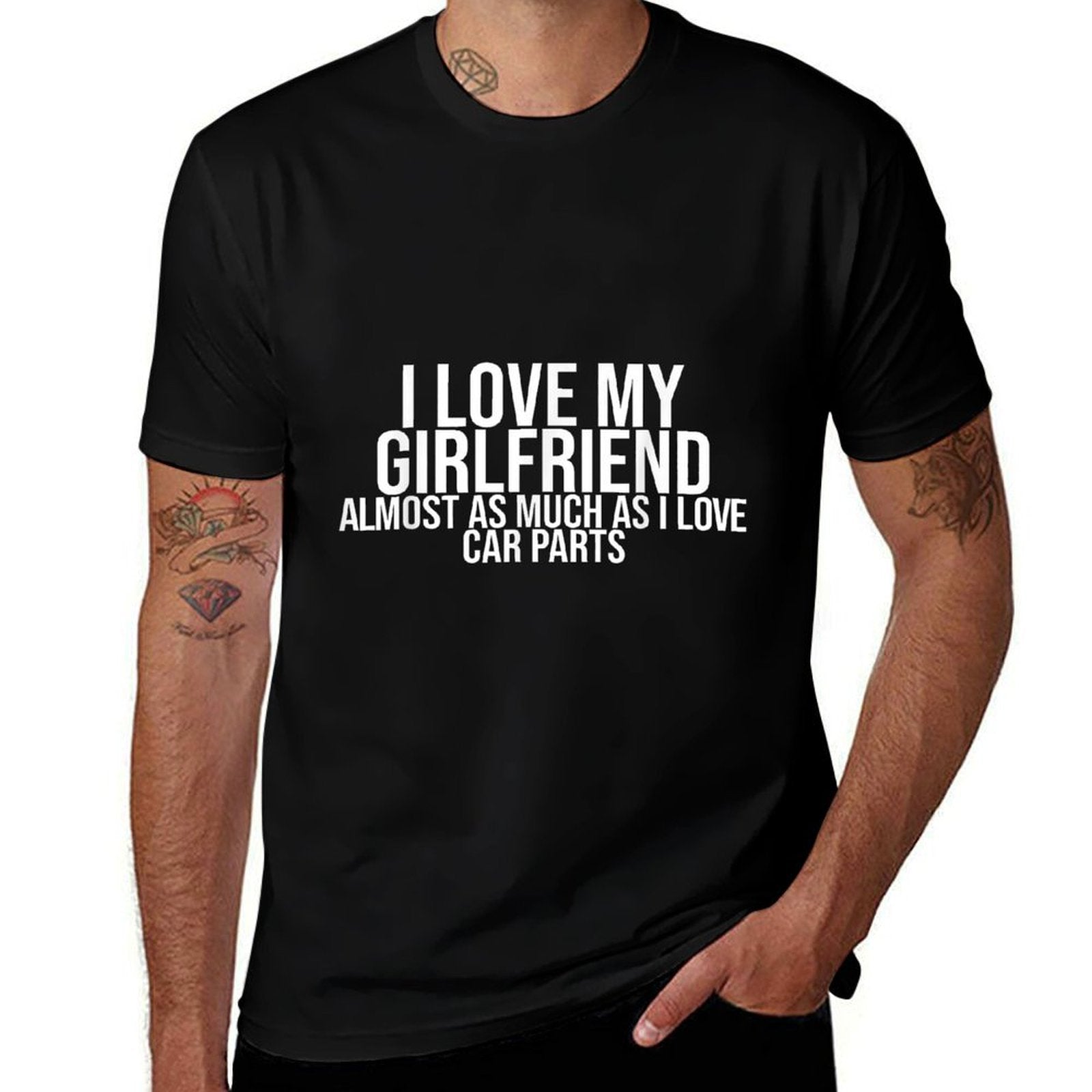 I Love My Girlfriend Car Parts Funny Boyfriend Car Guy Gift  Summer-ready Fabric T-Shirt