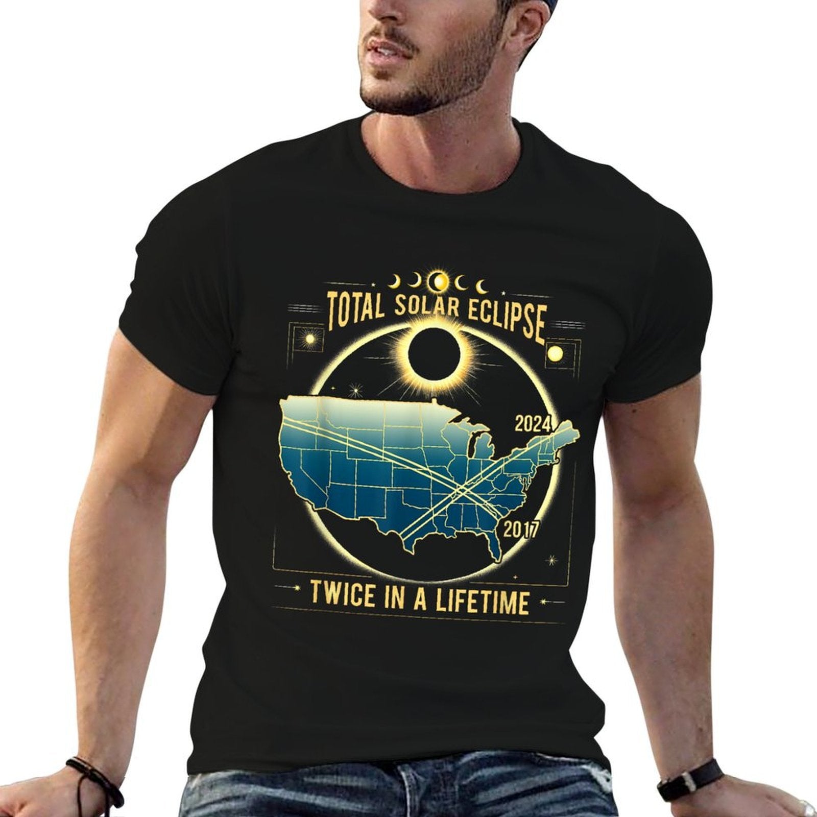 Total Solar Eclipse Twice in A Lifetime 2024 Gift  Versatile T-Shirt