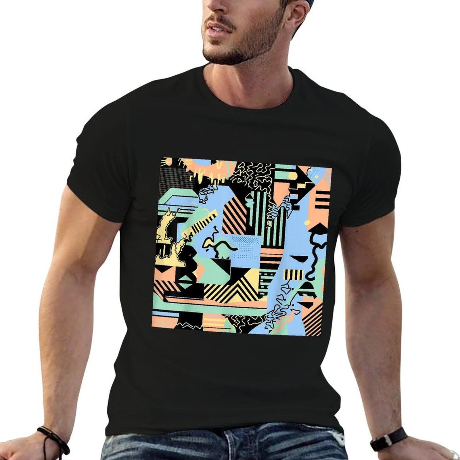 Abstract Colorful Geometric Graphic Pattern Design  Eco-friendly Material T-Shirt