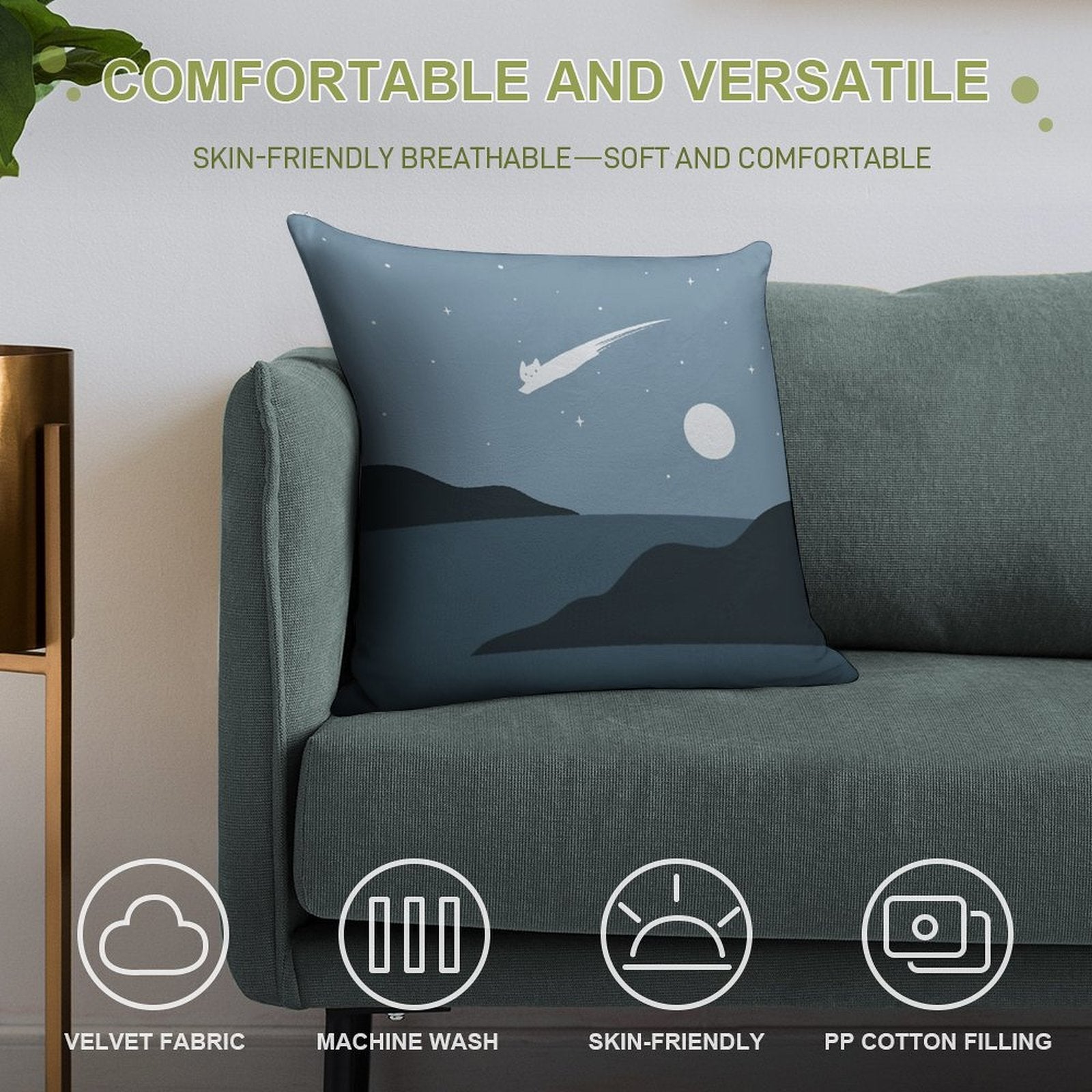 Cat Landscape 43 Soft Durable Construction Throw Pillow