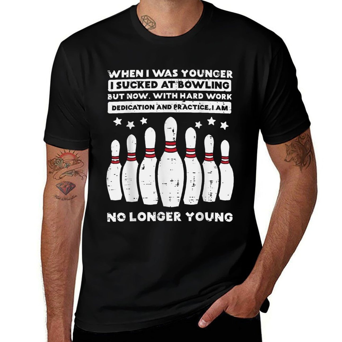 When I Was Younger Bowling Funny Humor Gag Bowler Men Women Easy-care T-Shirt