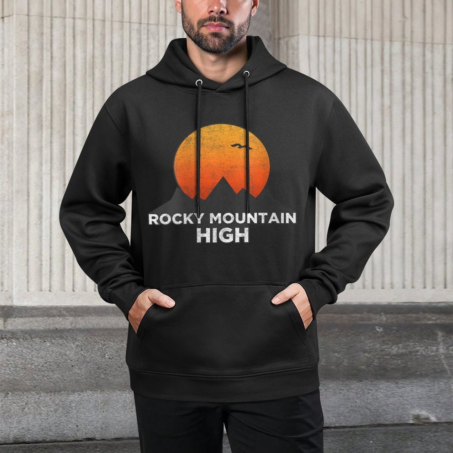 Womens Trendy Rocky Mountain High Sunset Cotton-Polyester Blend Hoodie