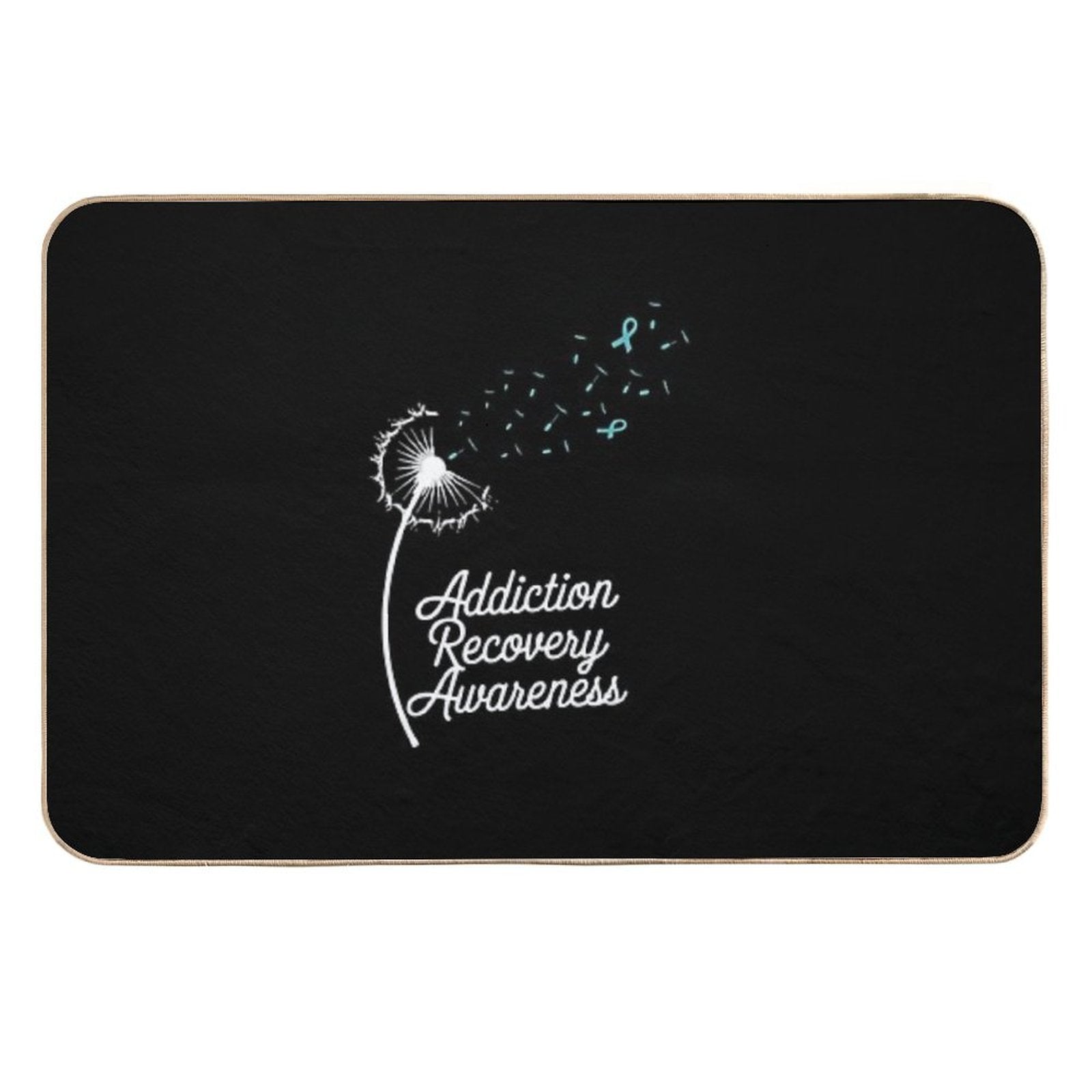 Addiction Recovery Awareness Dandelion Teal Ribbon  Odorless Bath Mat