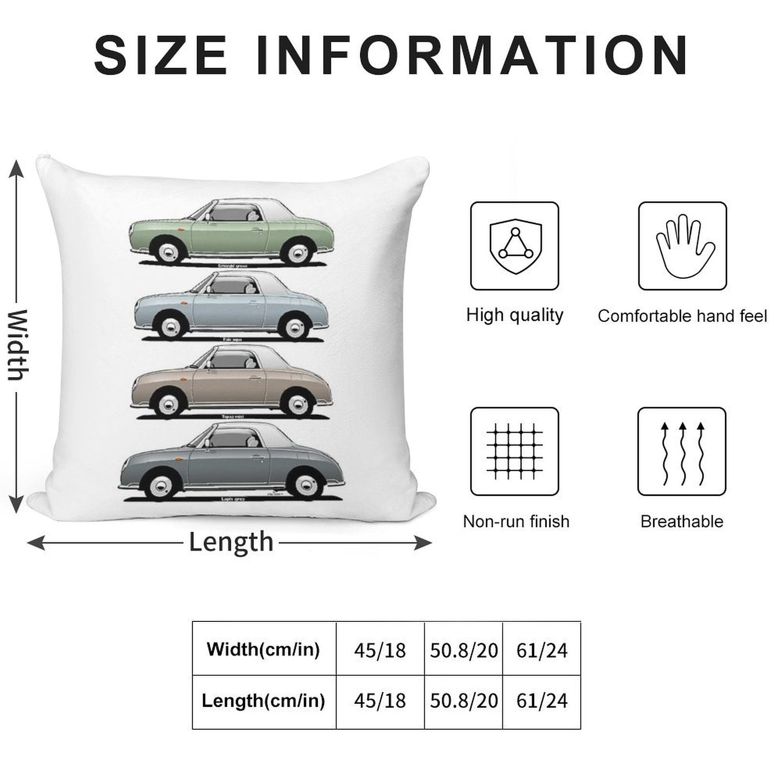 Nissan Figaro Side View Soft Gift Ready Throw Pillow