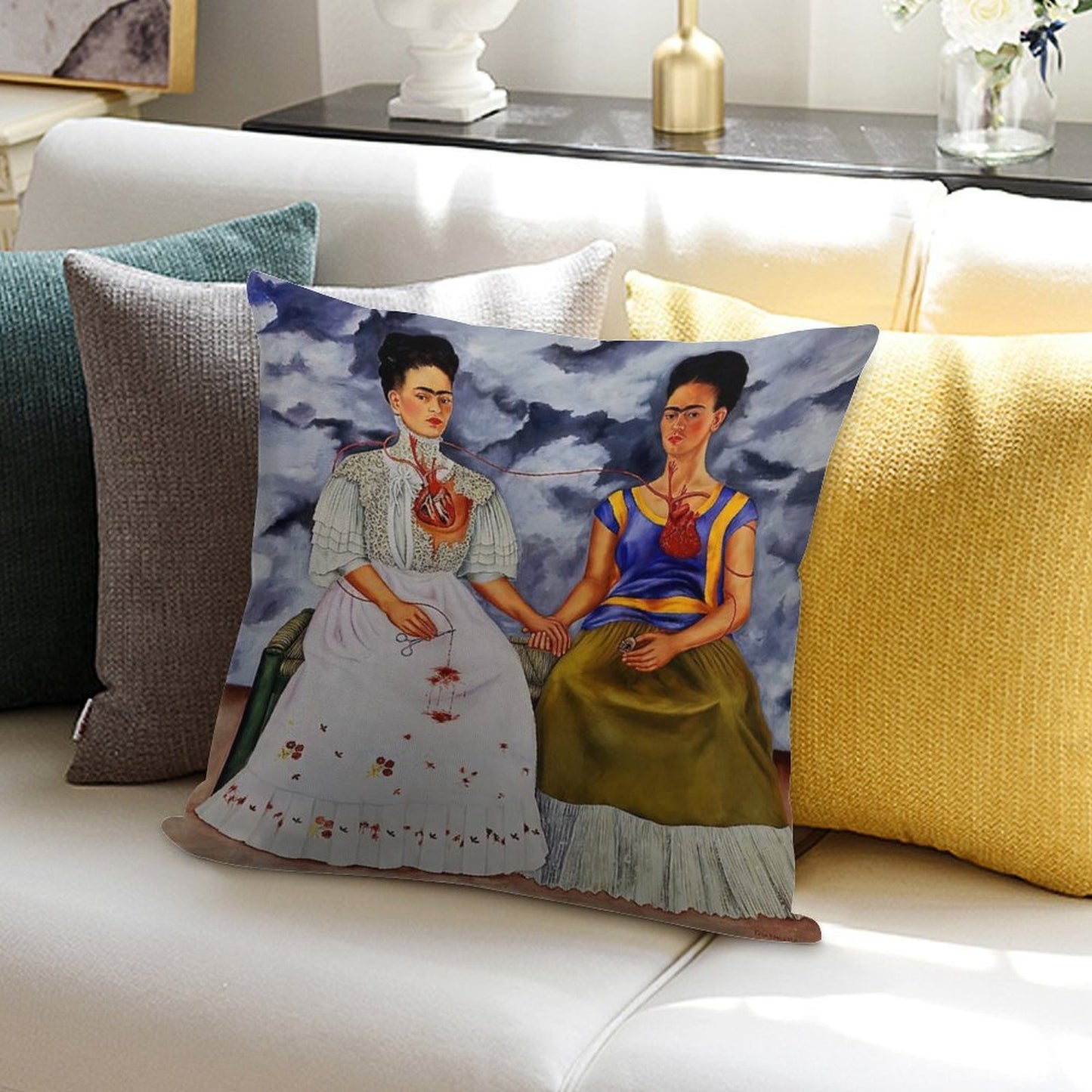The Two Fridas by Frida Kahlo Soft Skin-Friendly Throw Pillow
