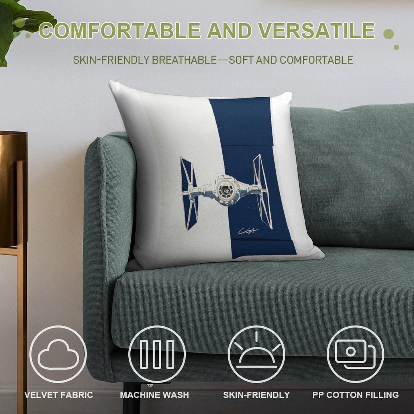 Tie Fighter Soft Hidden Zipper Throw Pillow