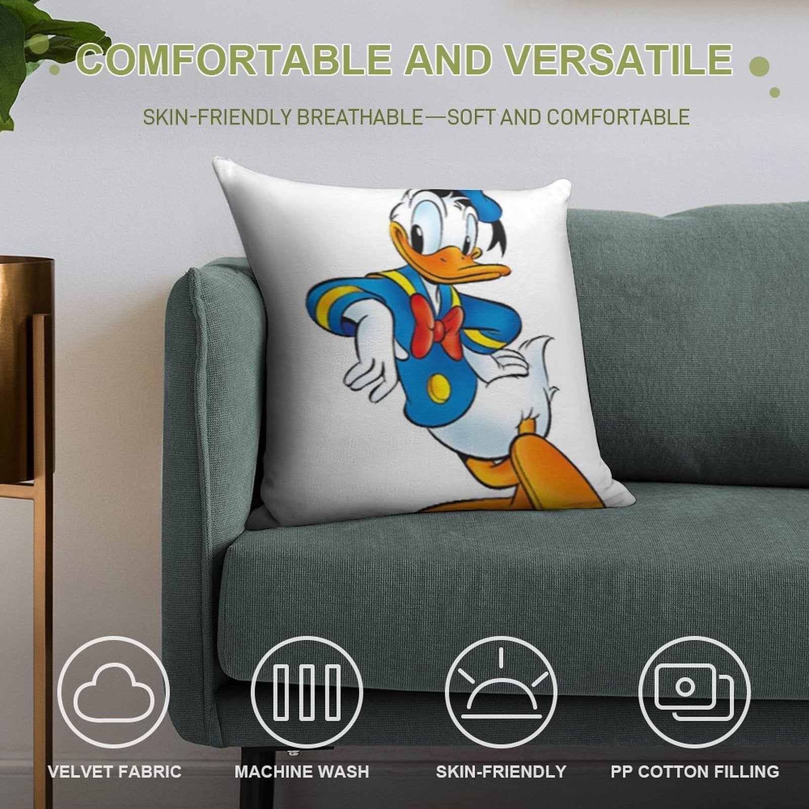 Donald Duck A Character of High Standing Soft Style Accent Throw Pillow