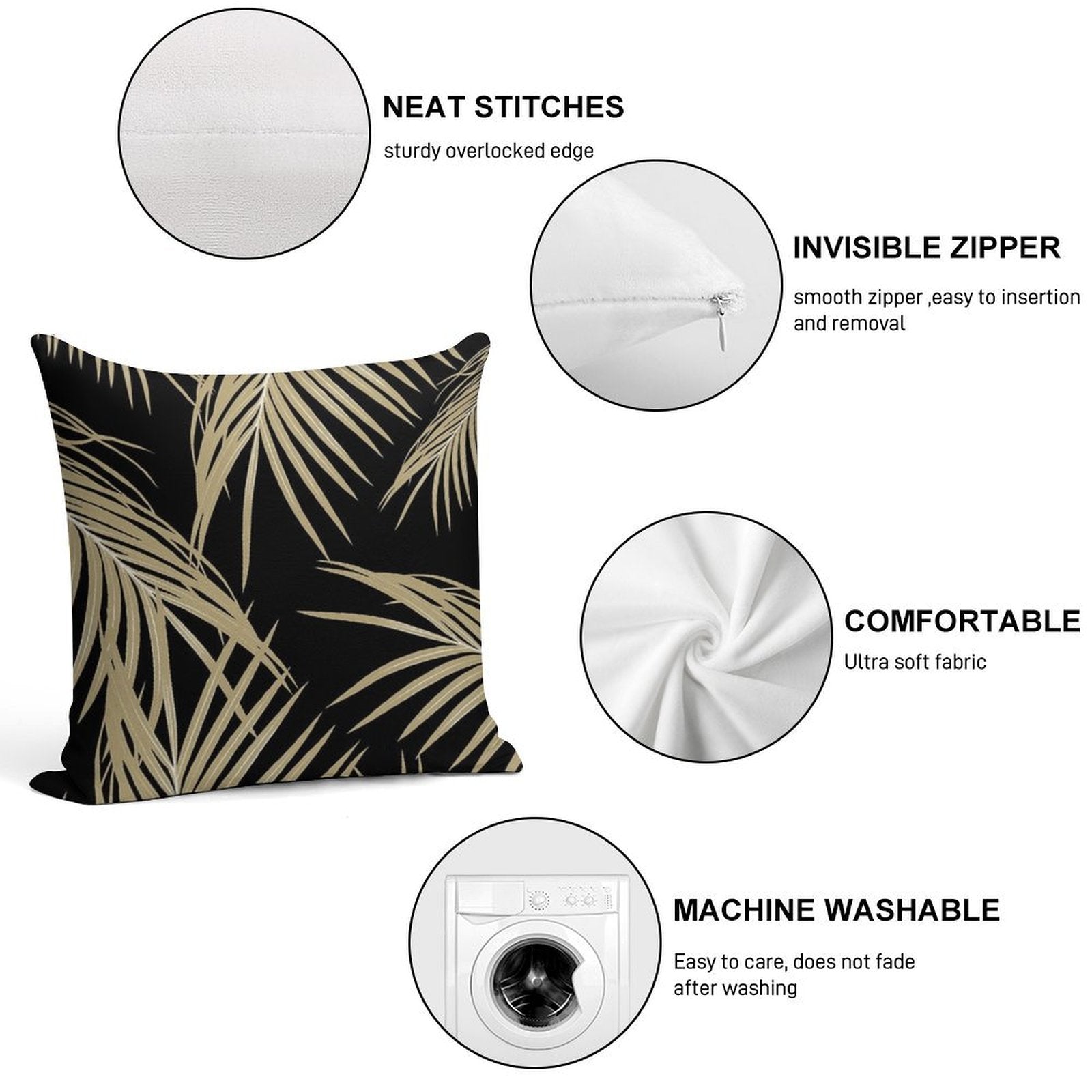 Gold Palm Leaves Dream #2 #tropical #decor #art Soft Ultra-Soft Texture Throw Pillow