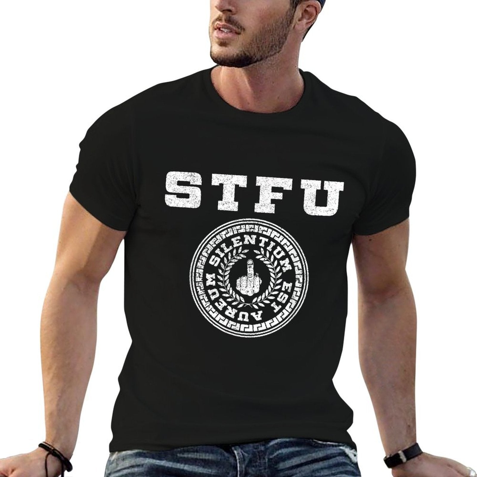 Shut The F Up STFU Funny College Satire Humor  Heathered Texture T-Shirt