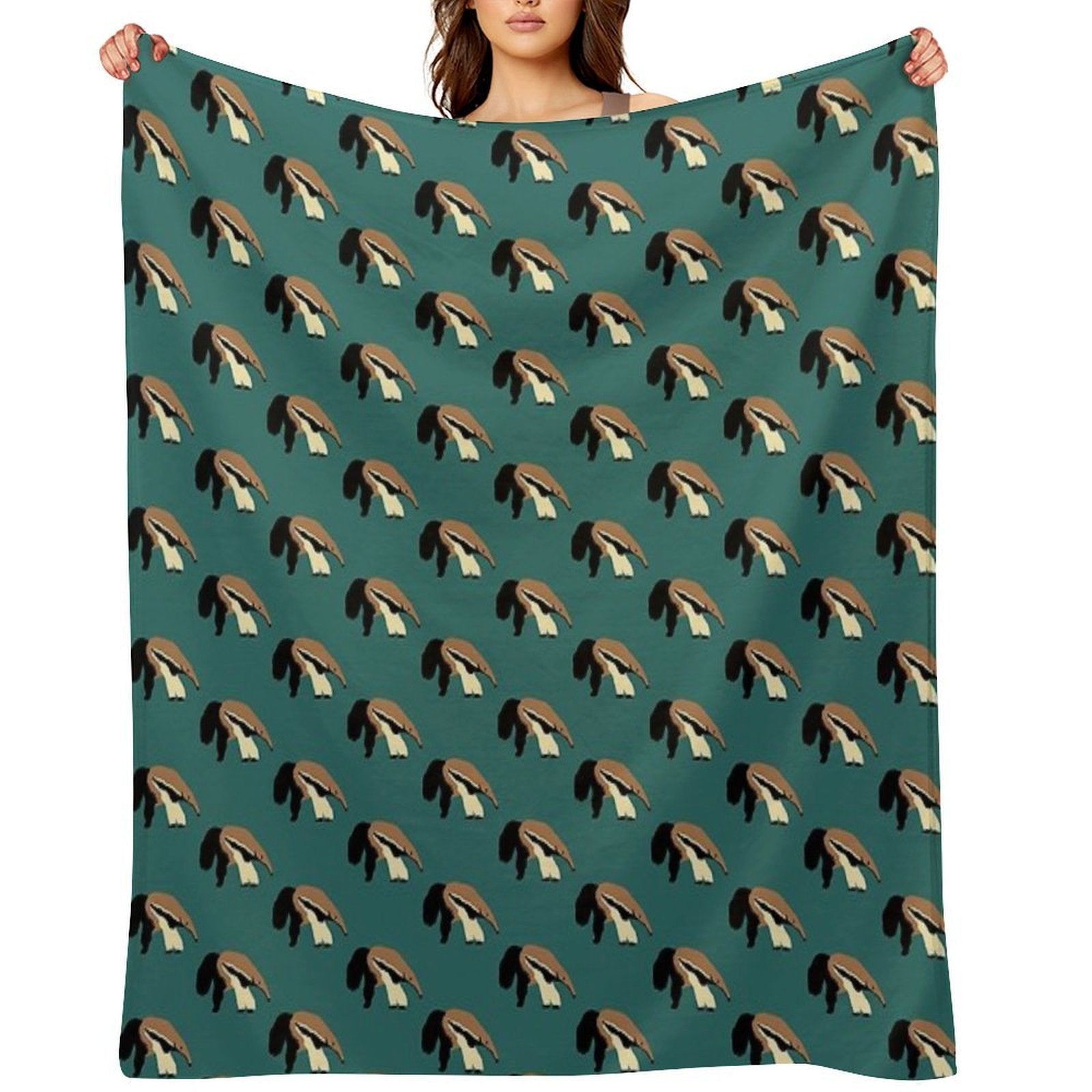Anteater on Teal Eco-conscious Throw Blanket