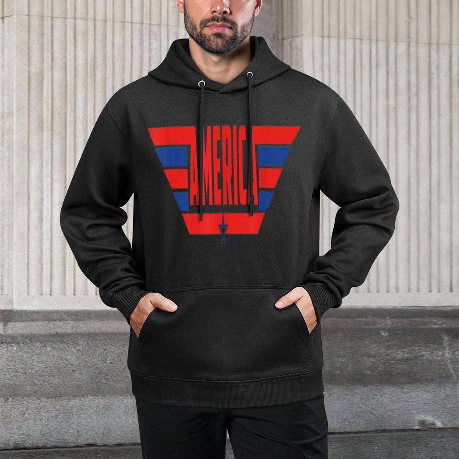 America Wing USA 4th of July Star & Stripes Cotton-Polyester Blend Hoodie