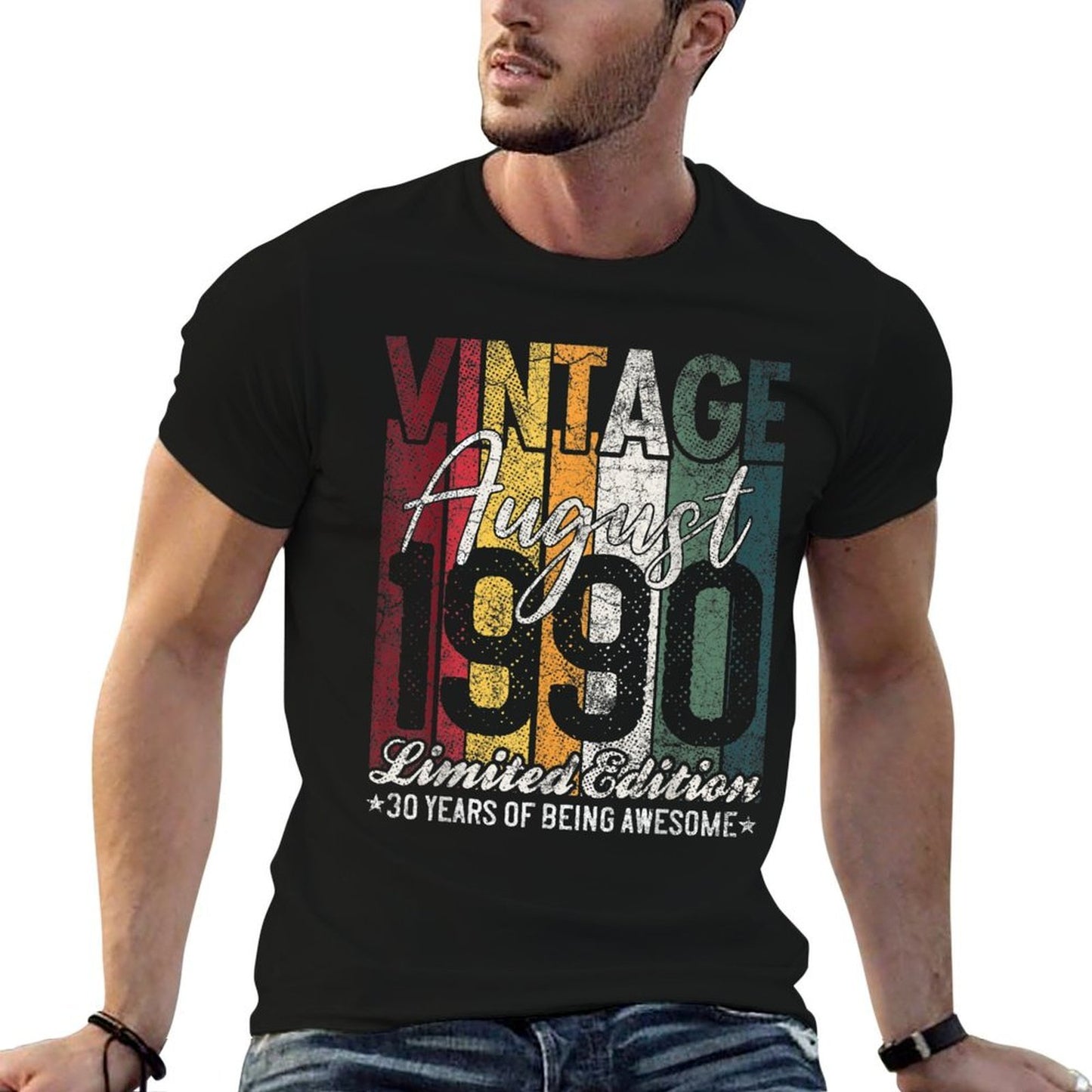 Vintage August 1990 30 Years of Being Awesome 30th Birthday  Durable T-Shirt