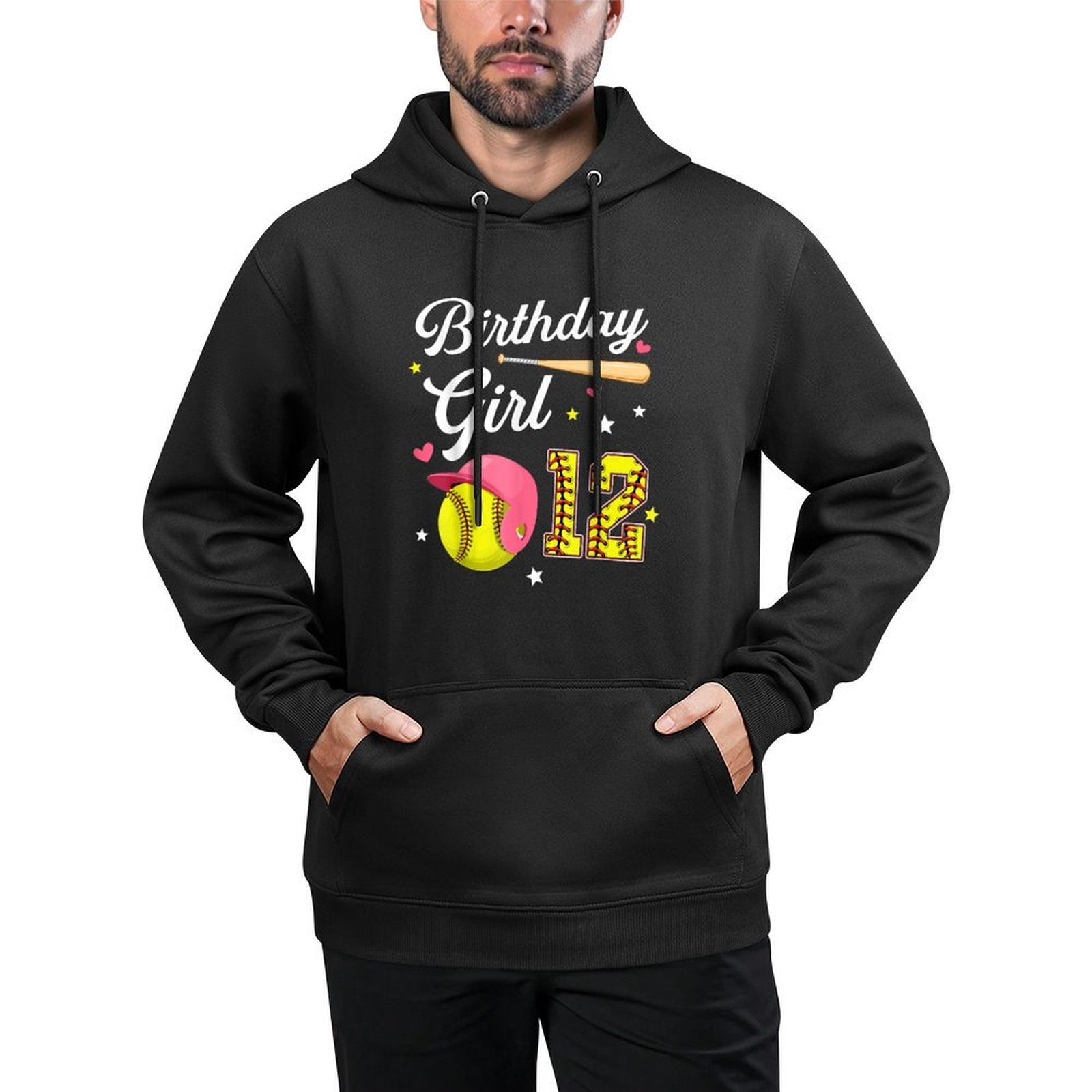 12th Birthday Girl Softball Twelfth Bday 12 Twelve Year Old Customizable Surface Hoodie