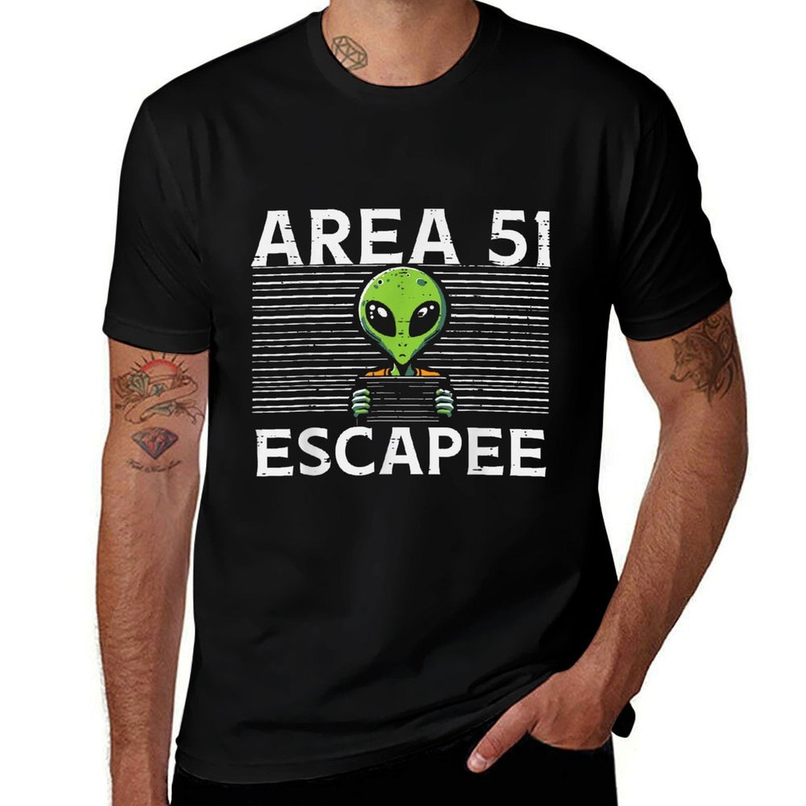 Alien Area 51 Escapee Funny Costume Ufo Men Boys Kids Women  Easy-care T-Shirt