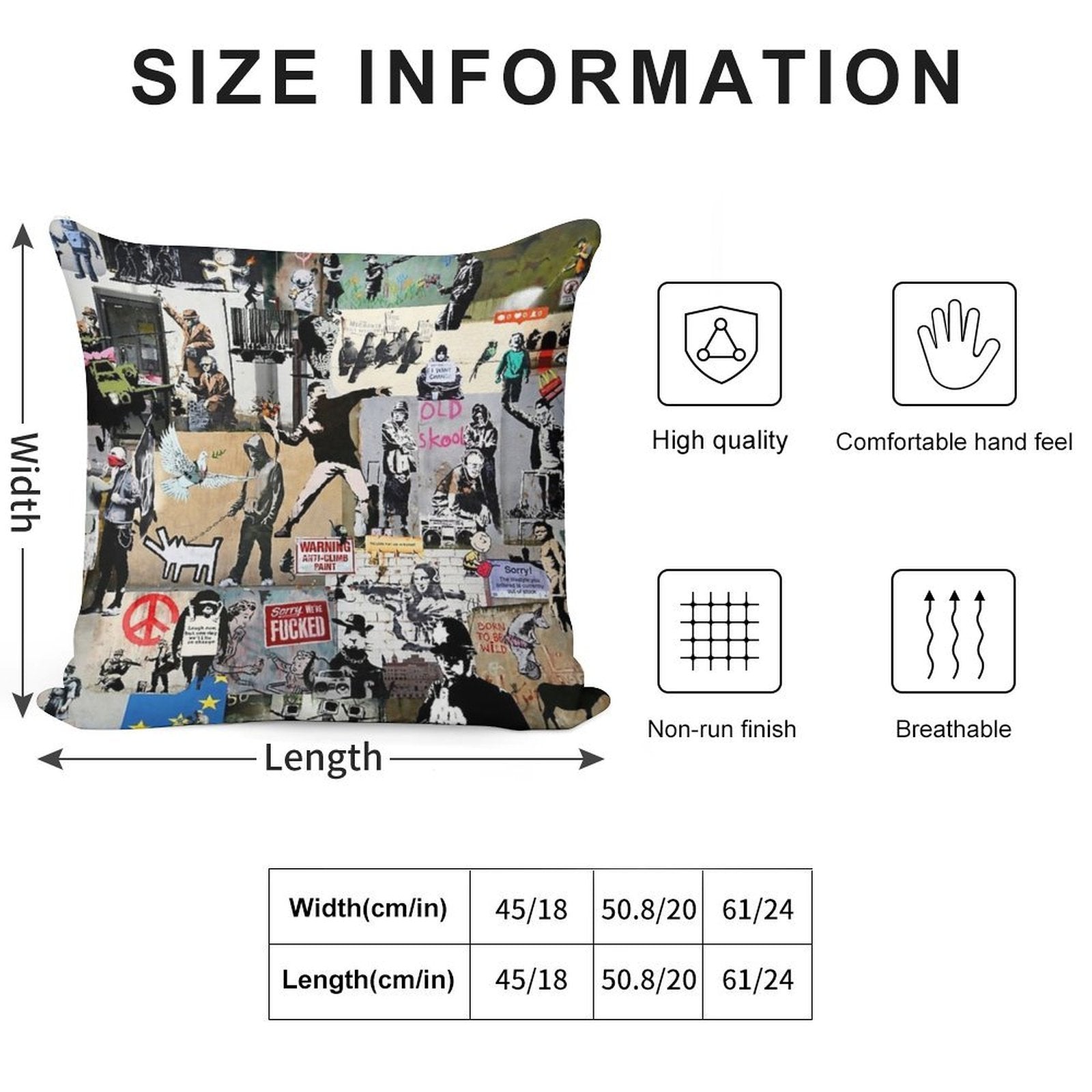 Banksy Collage Soft Washable Throw Pillow