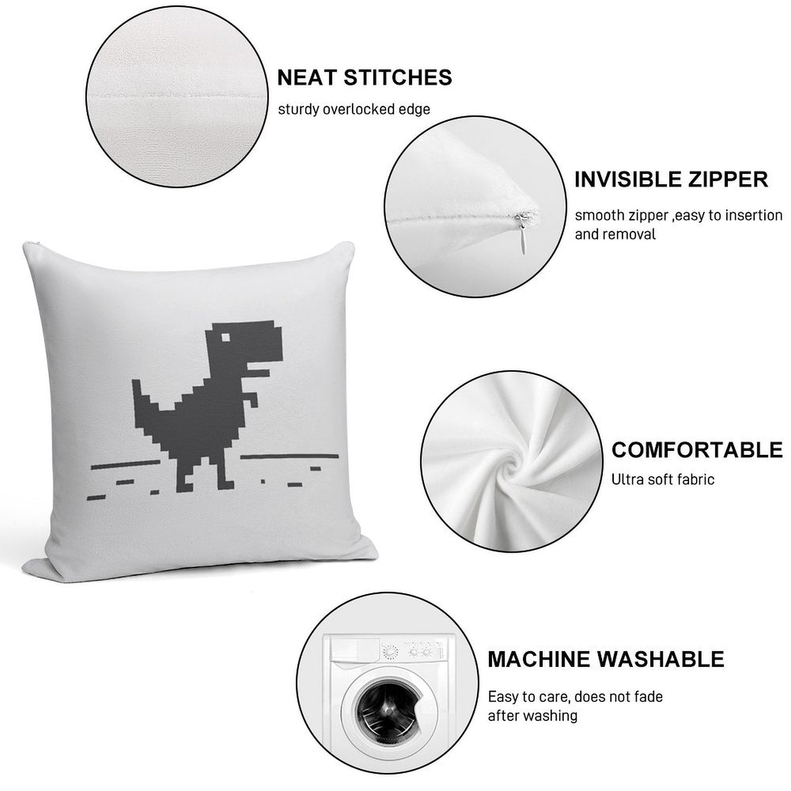 Google Chrome's Dino Soft Style Accent Throw Pillow