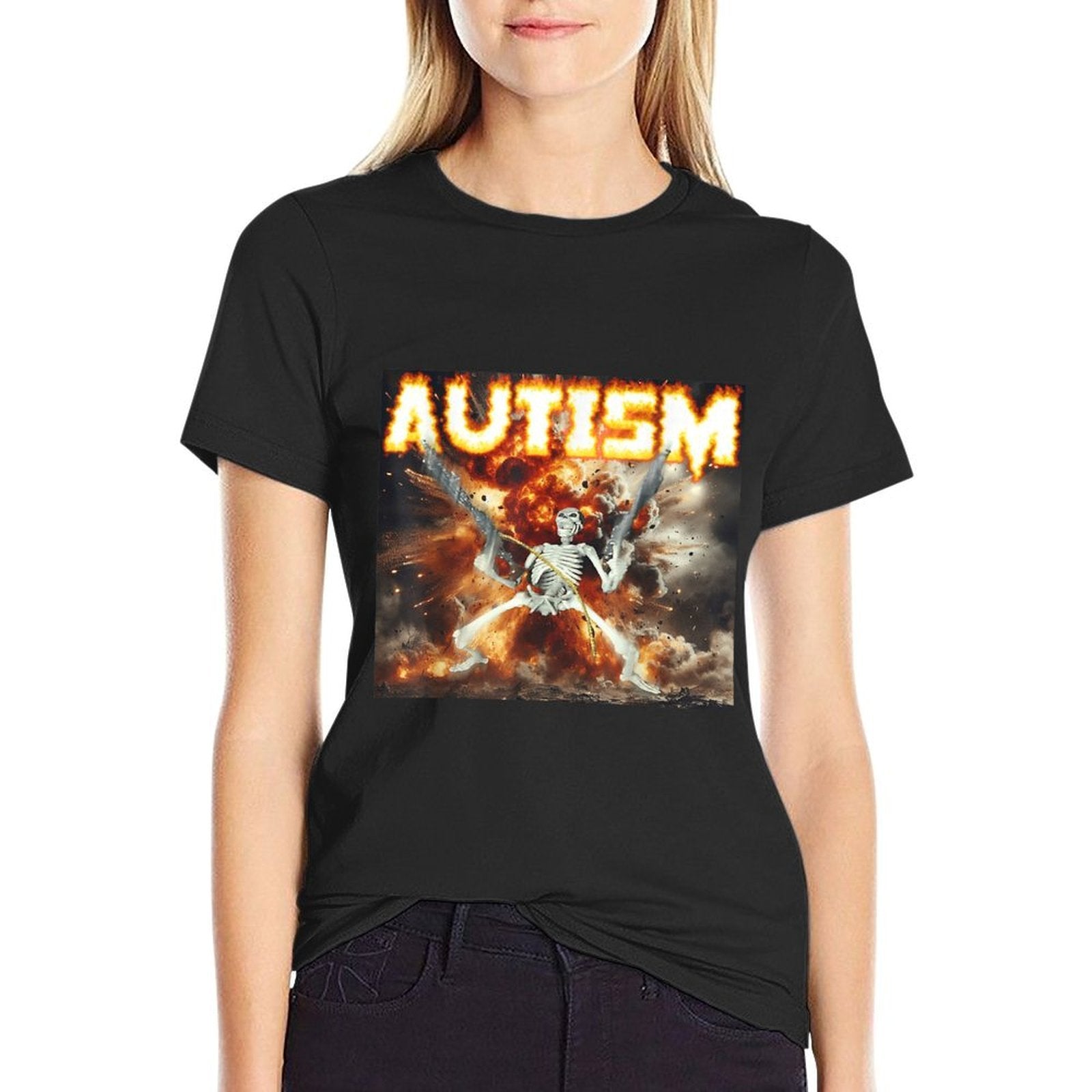 Autistic Funny Skeleton Autism Skeleton Meme Oddly  Classic T-Shirt