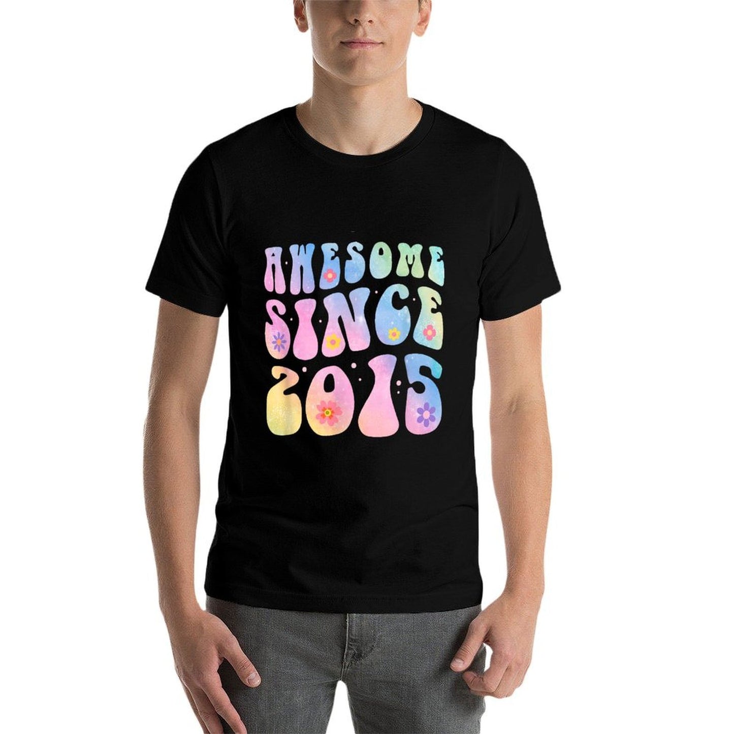 10 Year Old Awesome Since 2015 Tie Dye Flowers 10th Birthday Affordable Price T-Shirt
