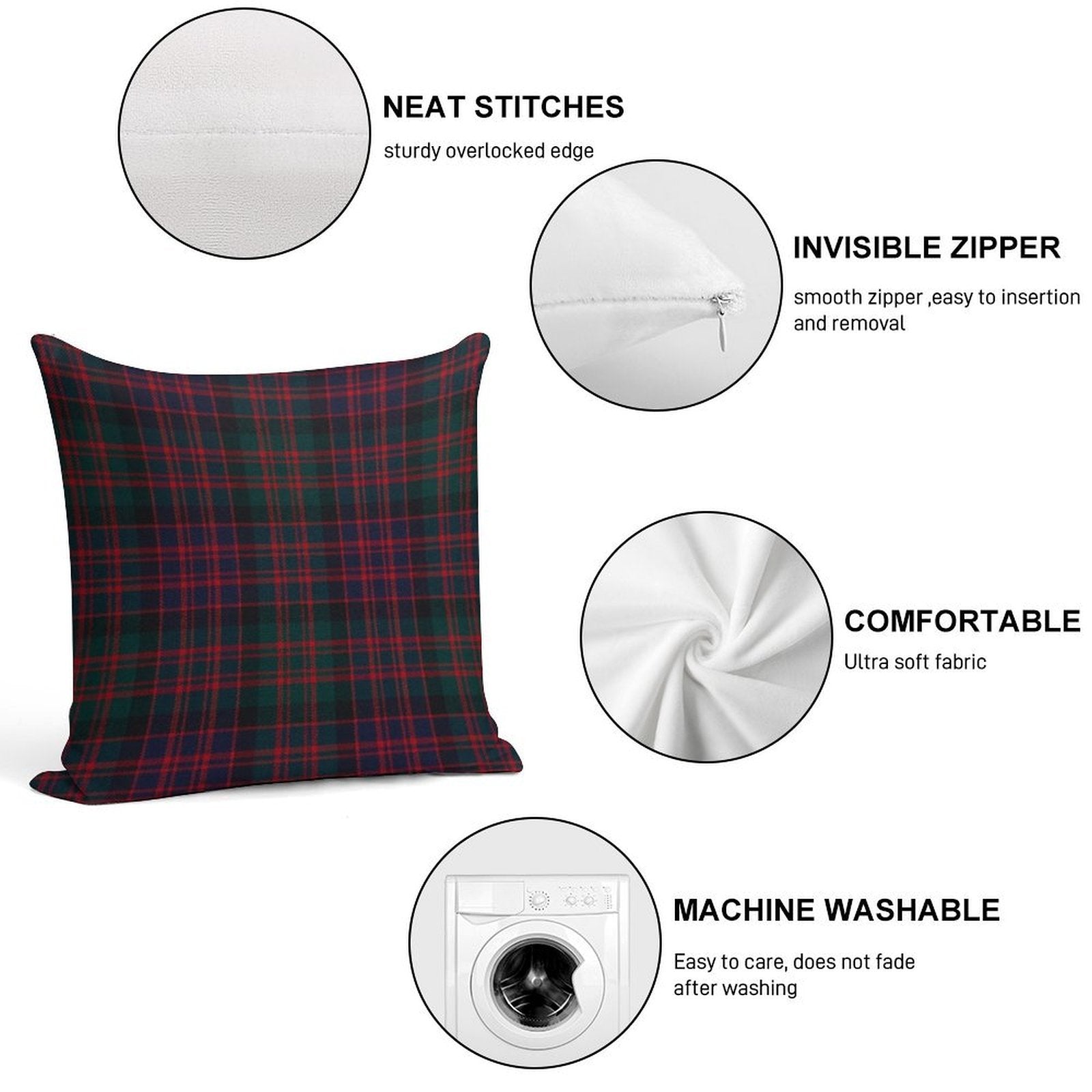 MacDonald Scottish Tartan Soft Fade-Resistant Throw Pillow