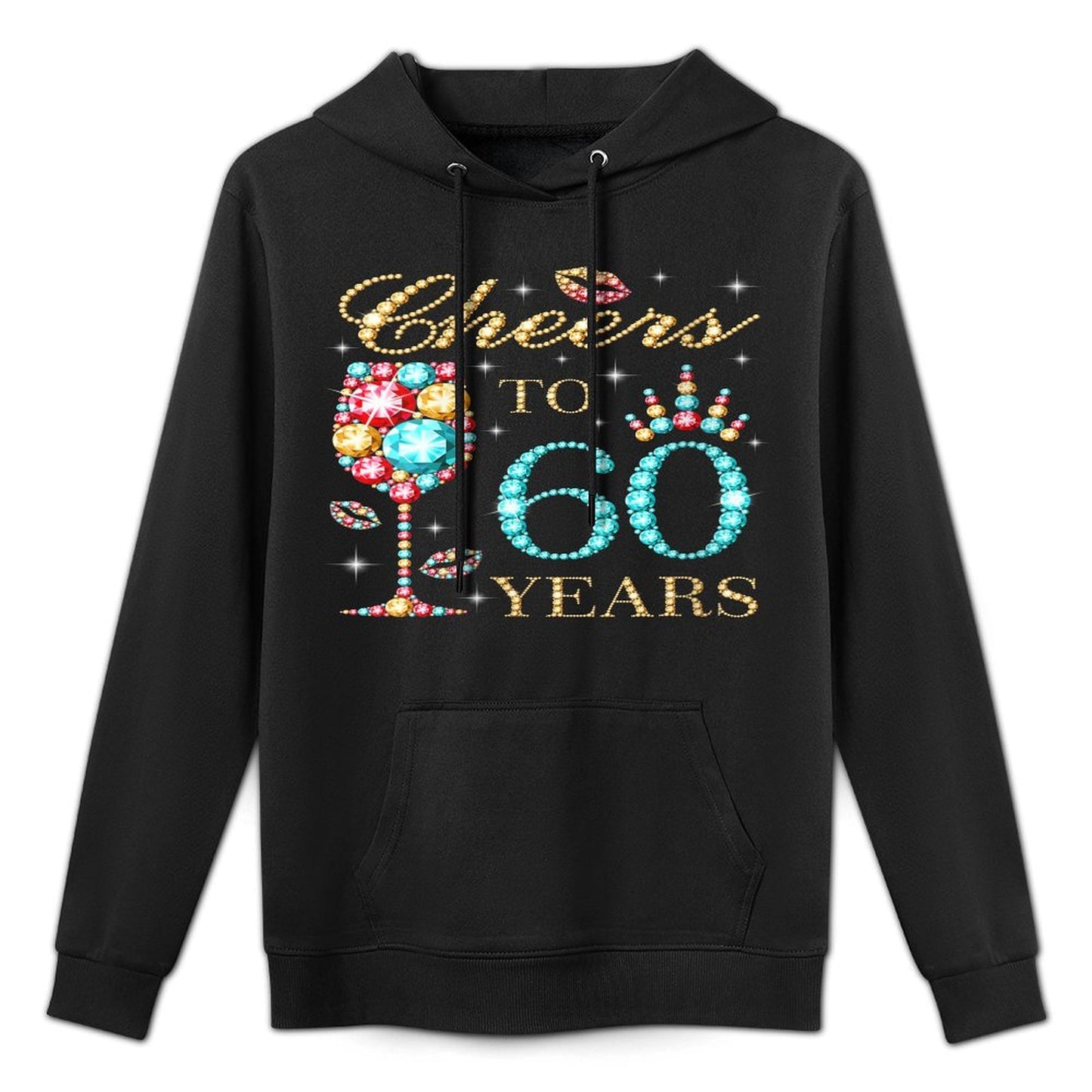 Womens Cheers To 60 Years, 60 Years Old Women, 60 Birthday Cute Casual Wear Hoodie