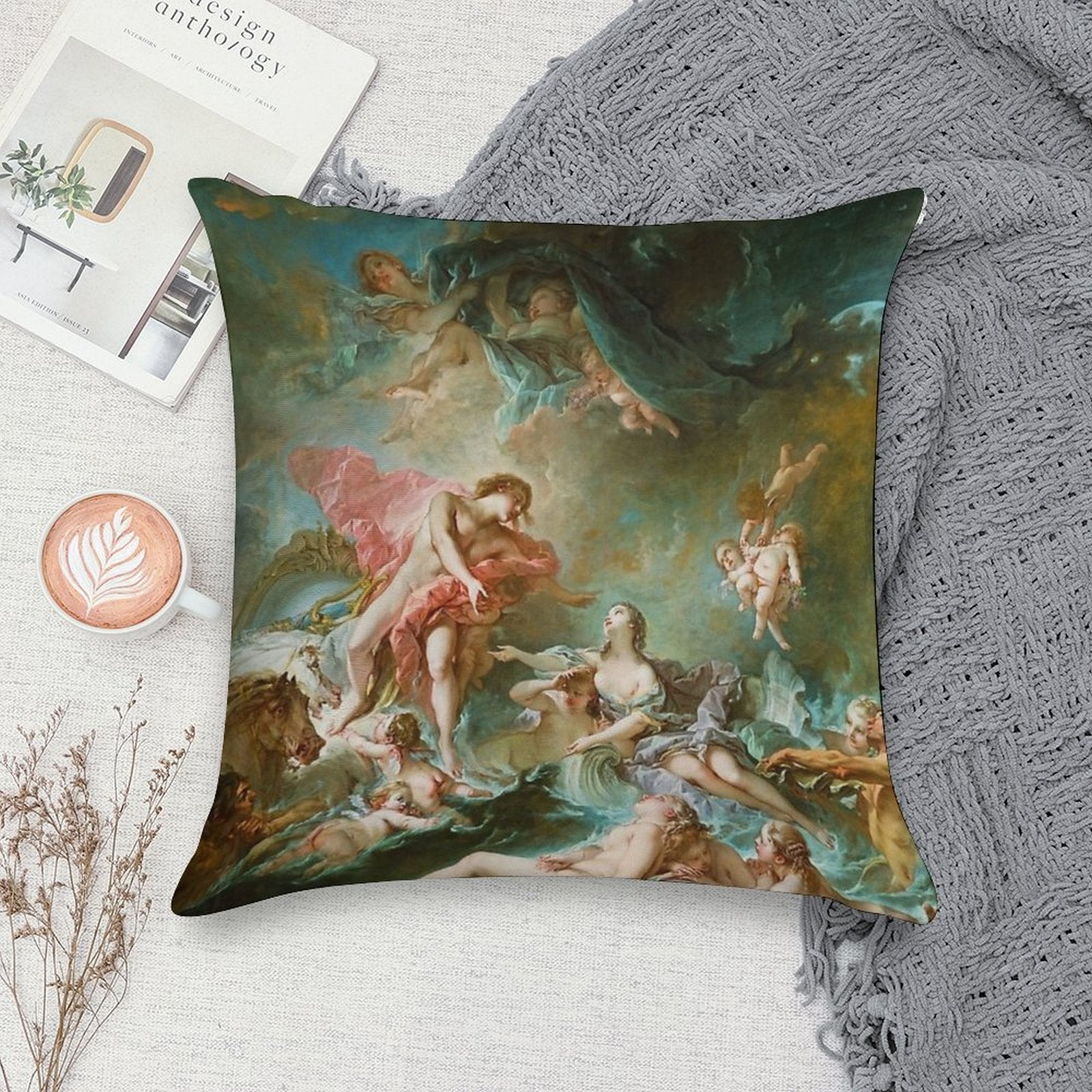 François Boucher The Setting of The Sun Soft Home Decor Throw Pillow