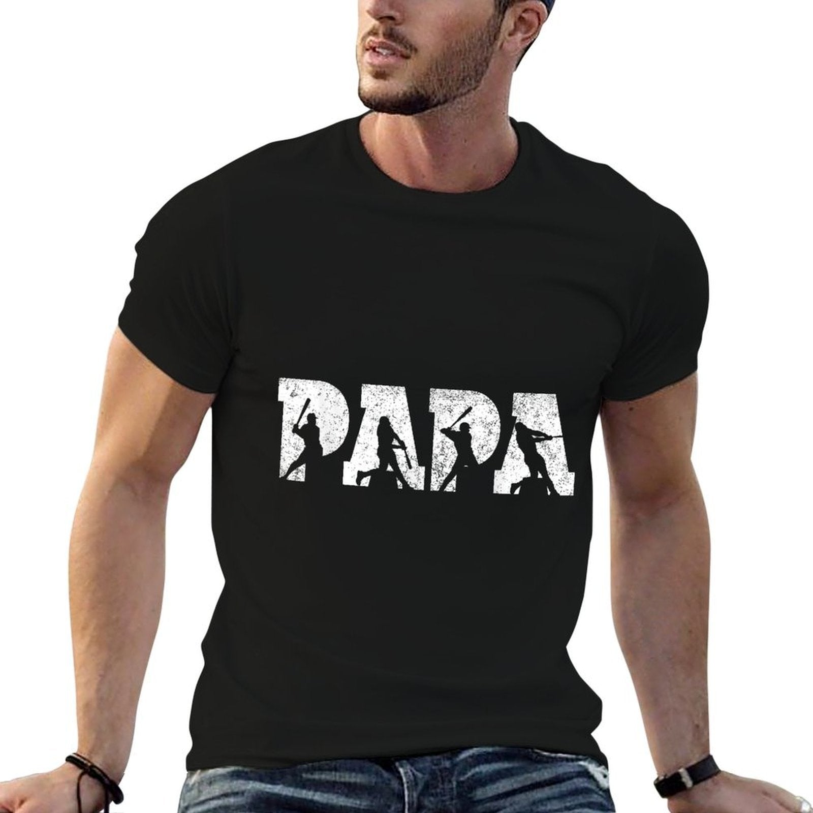 Baseball Papa Baseball Men Fathers Day Vintage  Durable T-Shirt