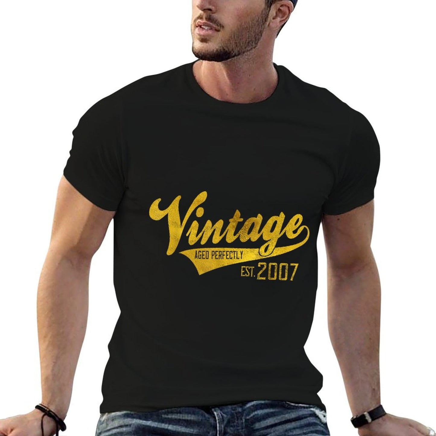 Vintage Est 2007 Aged 17 Yrs Old Bday 17th Birthday  Slim-fit Cut T-Shirt