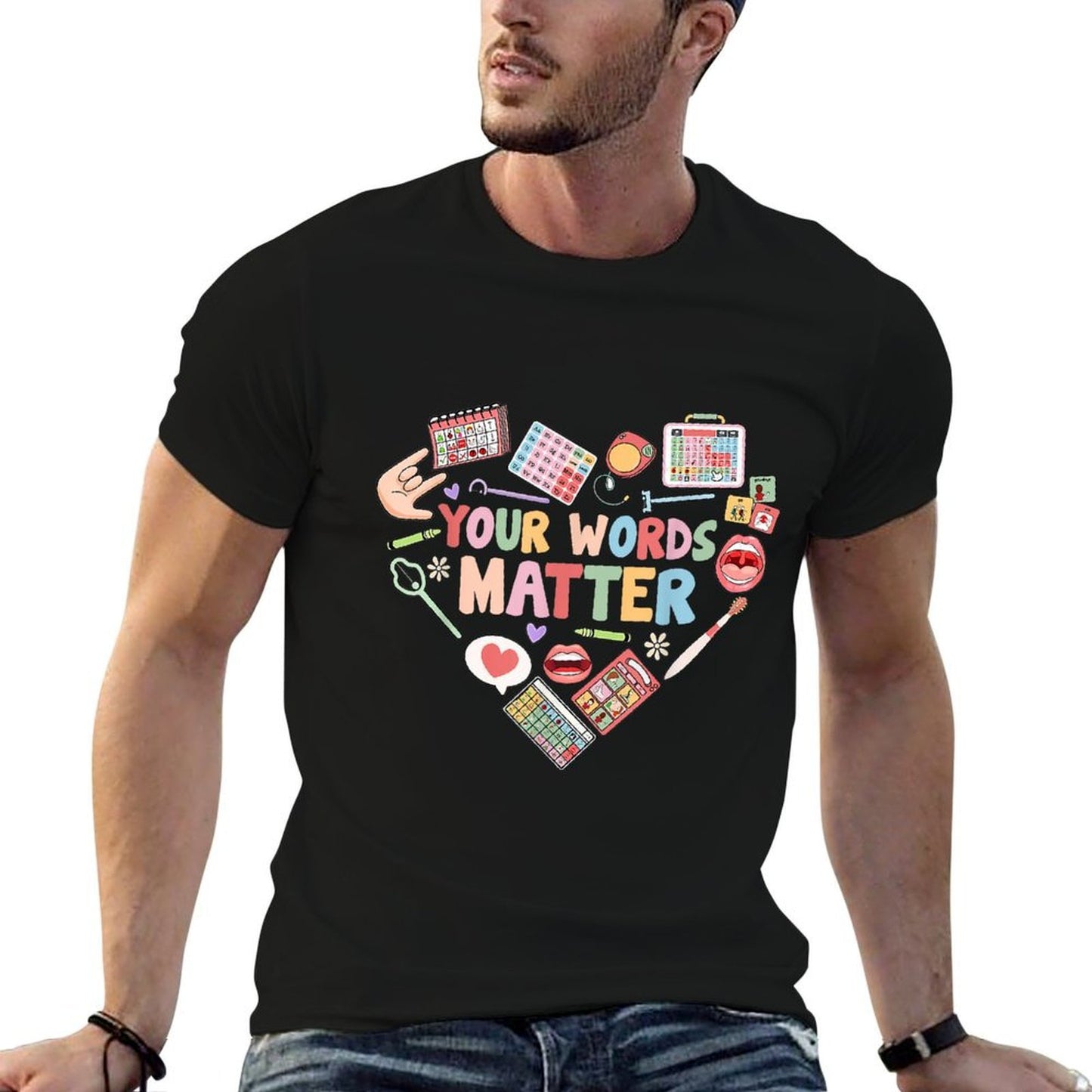 Your Words Matter Speech Therapy Language Pathologist Heart Soft T-Shirt