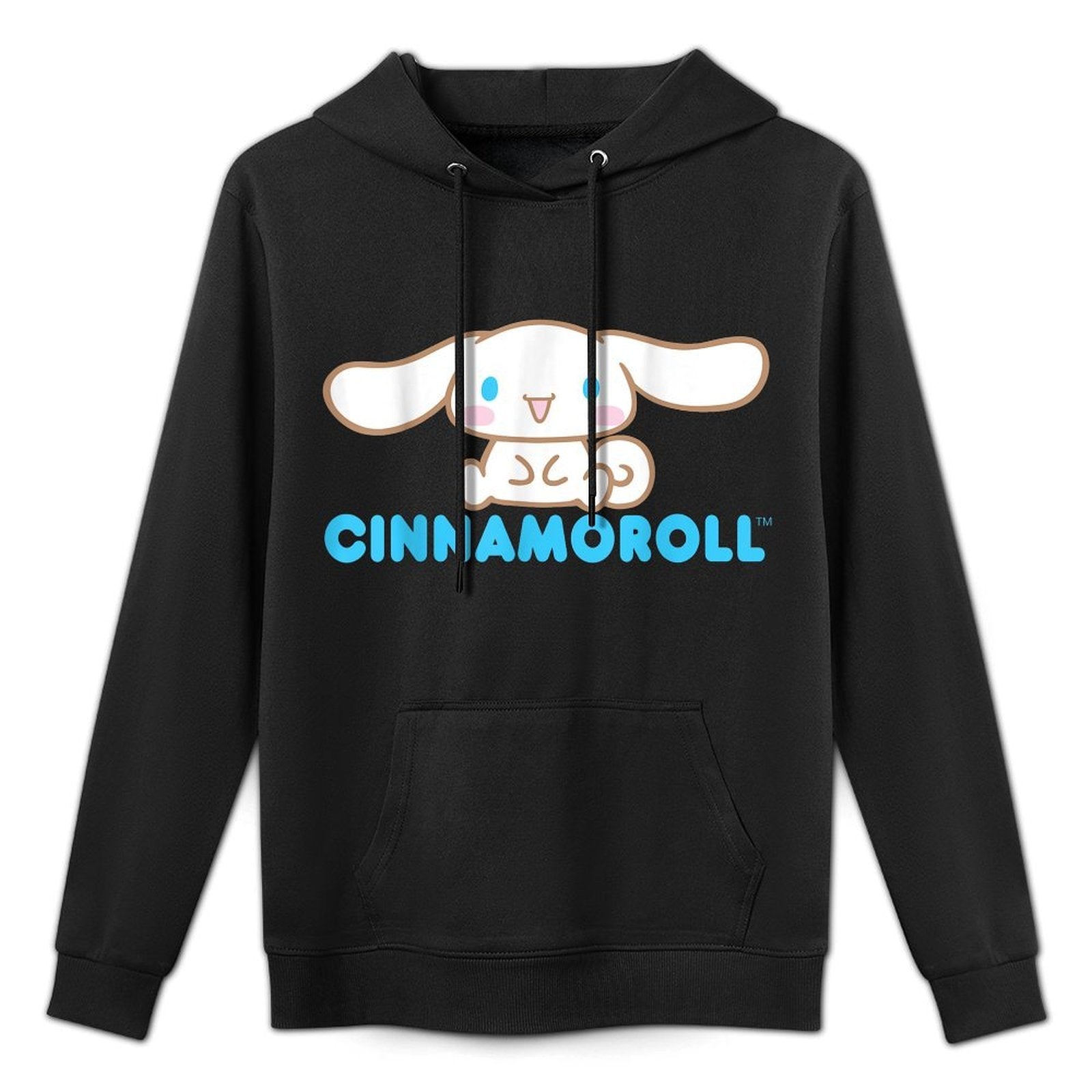 SANRIO Cinnamoroll Character Front & Back, Black Machine Washable Hoodie