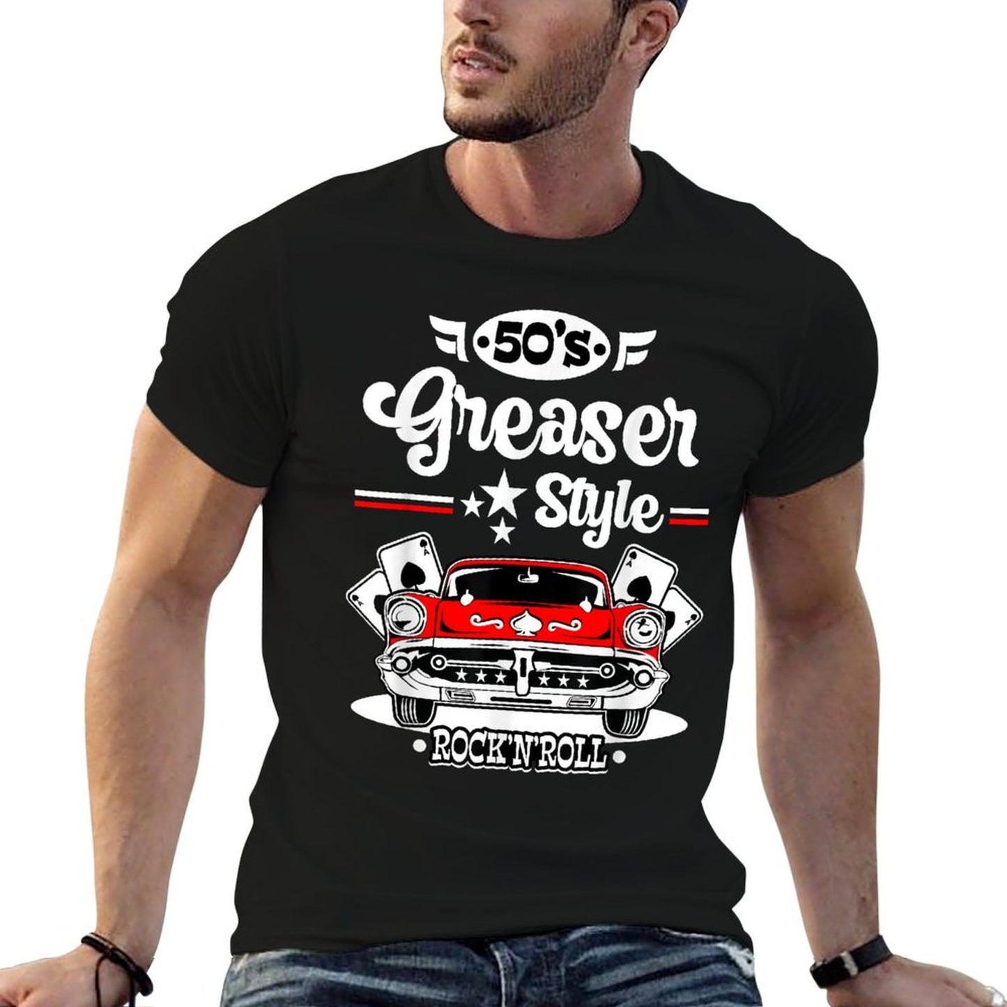 1950s Rockabilly 50s Greaser Sock Hop Costume Rock And Roll Easy-care T-Shirt