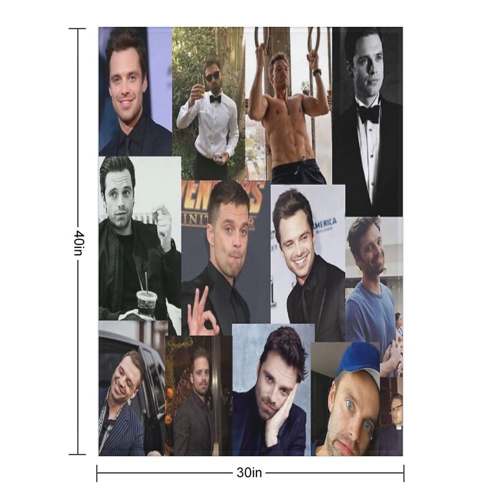 Sebastian Stan Pic Collage Lightweight Throw Blanket