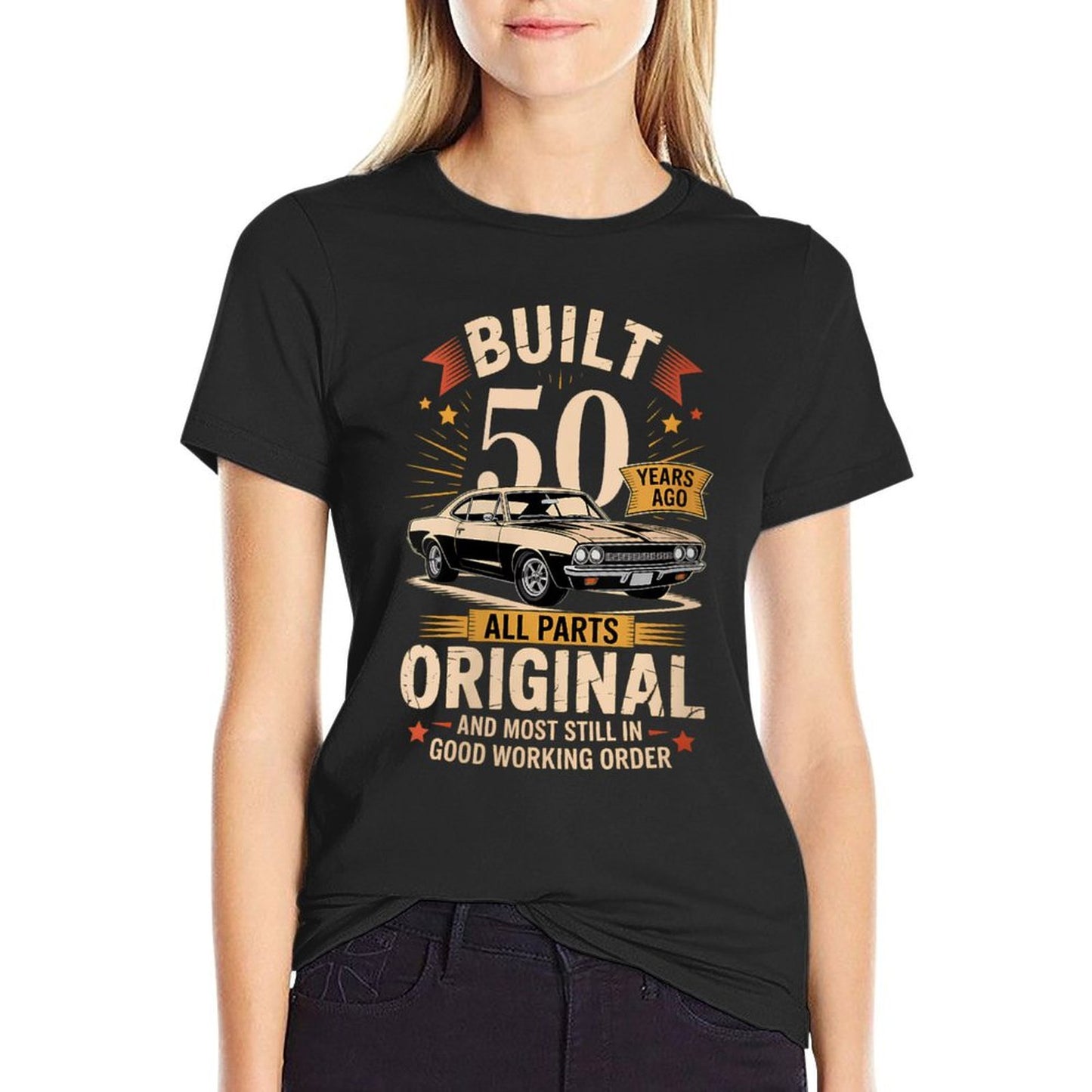 Womens Built 50 Years Ago - Funny 50th Birthday Gift Soft T-Shirt
