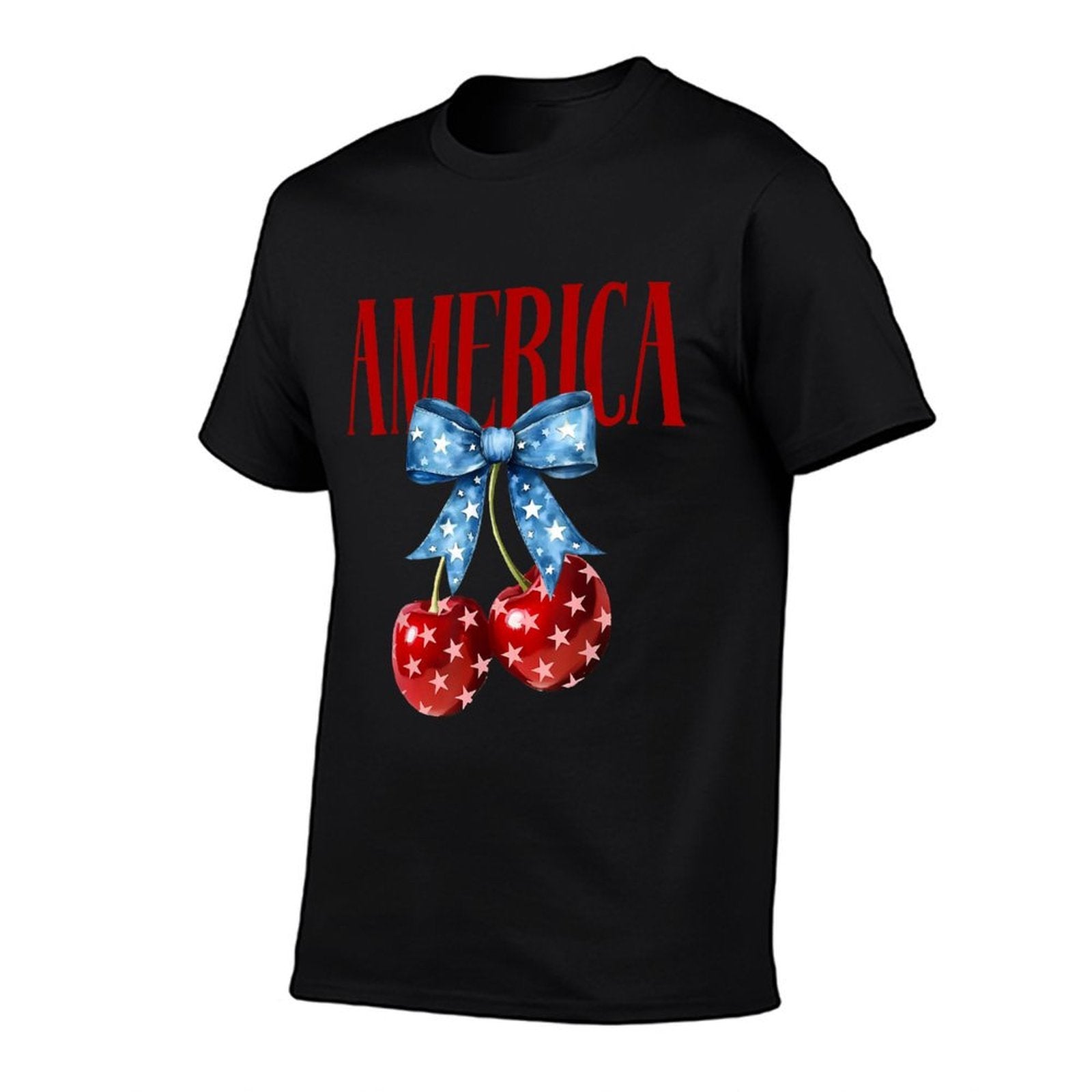 American Coquette Cherry Bow Patriotic USA 4th Of July  Eco-friendly Material T-Shirt