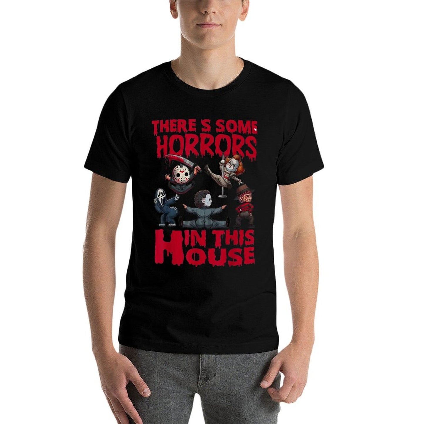 Theres Some Horrors In This House Funny Horror Characters Graphic-printed T-Shirt