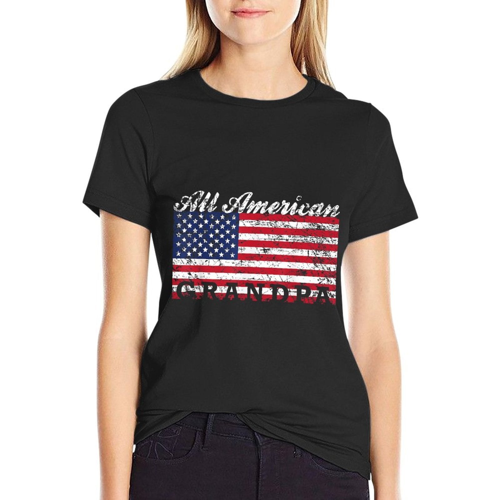 All American Grandpa American 4th of July Gift  Heathered Texture T-Shirt