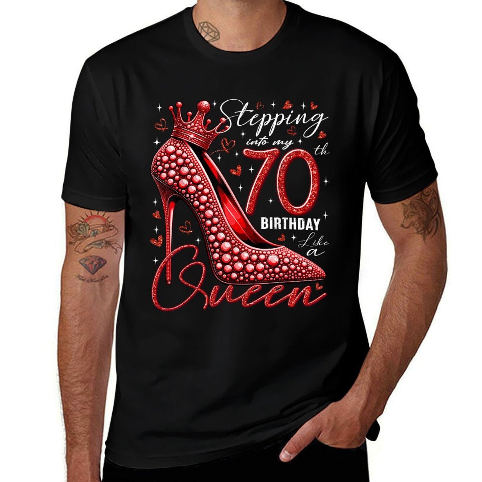 70 Year Old Gifts High Heels Stepping Into My 70th Birthday  Cotton T-Shirt