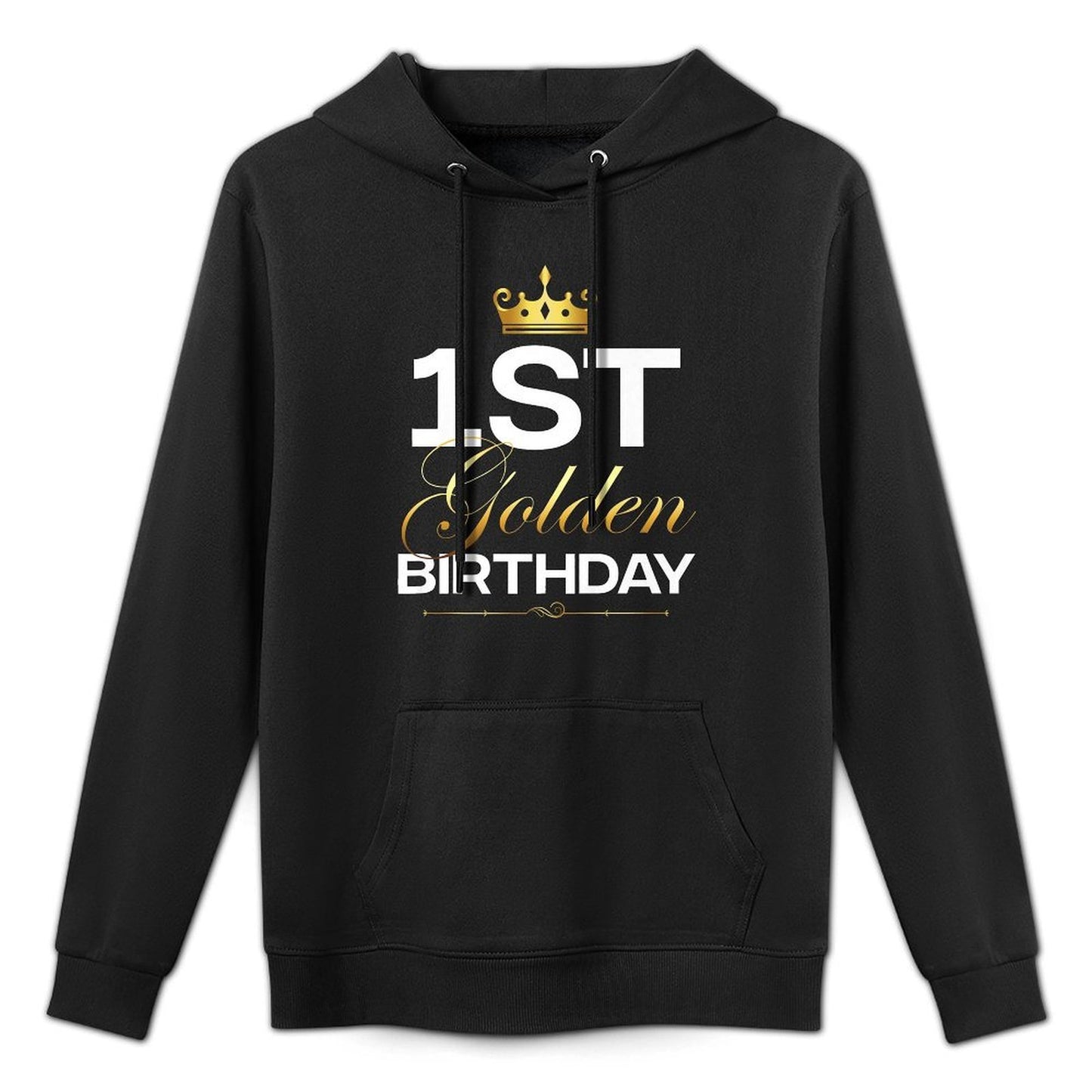 1st B-Day Golden Birthday Age Crown 1 Year Old Birthday Premium Kangaroo Pocket Hoodie