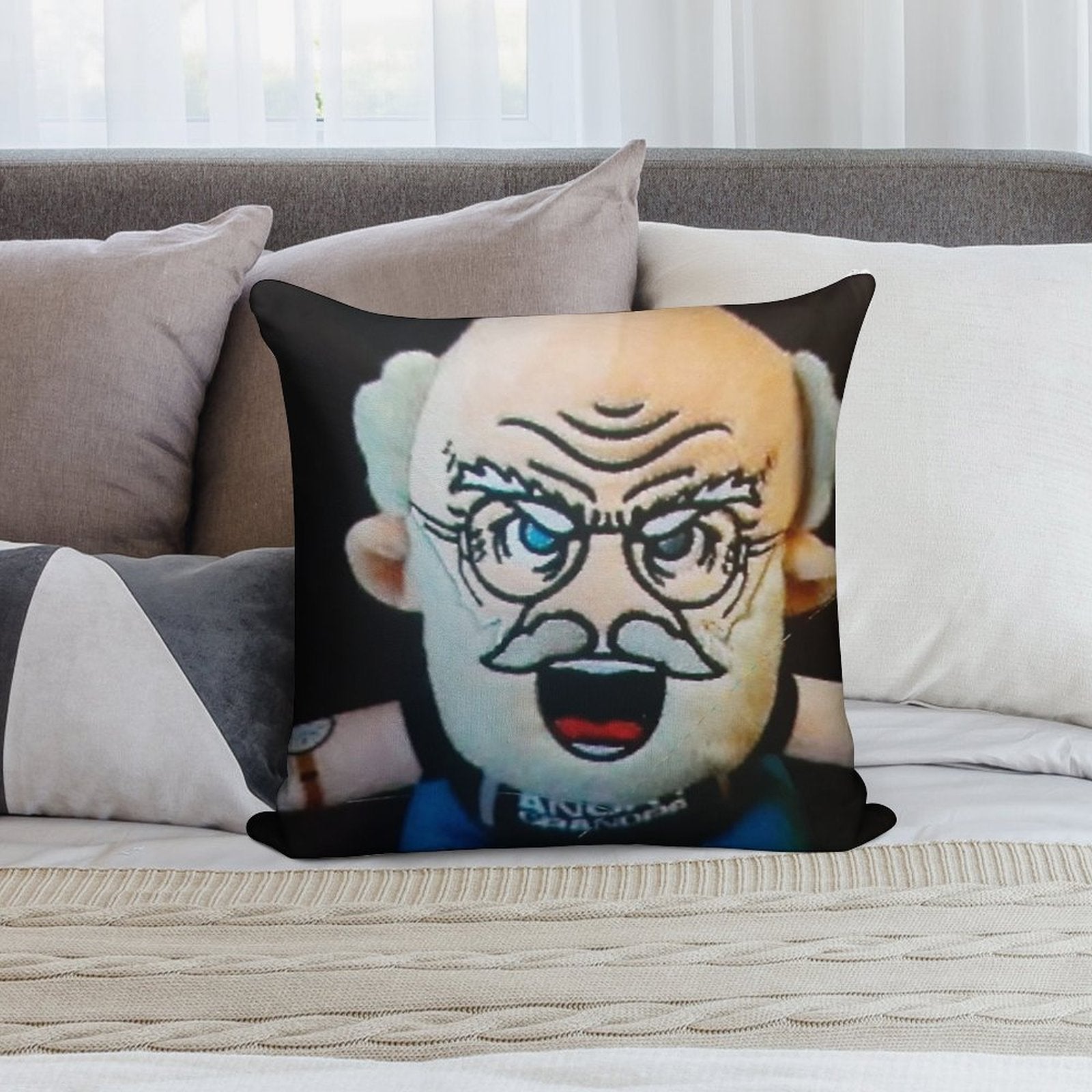 Angry Grandpa Plush Doll Merch Soft Durable Construction Throw Pillow