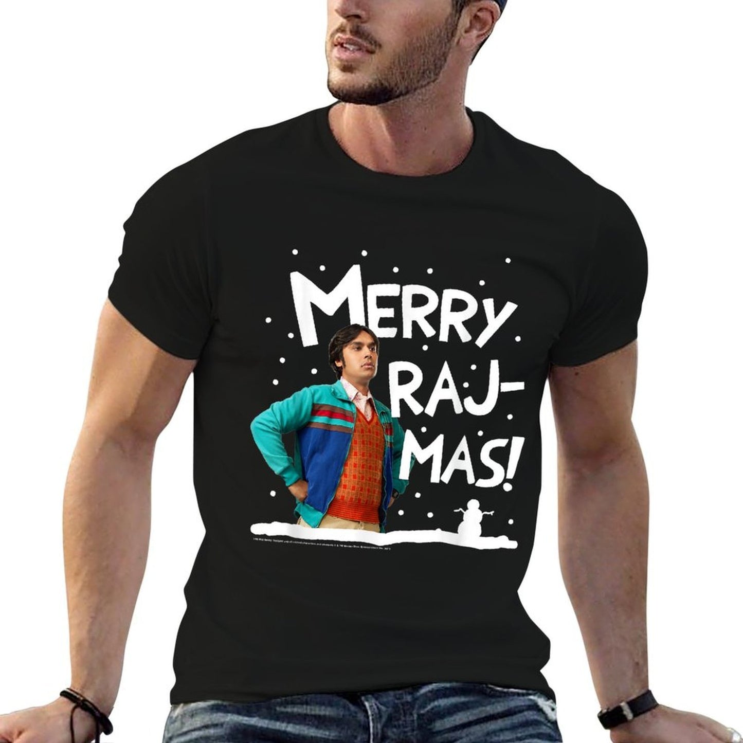 The Big Bang Theory Merry Rajmas Christmas TV Show Rolled Sleeves T-Shirt
