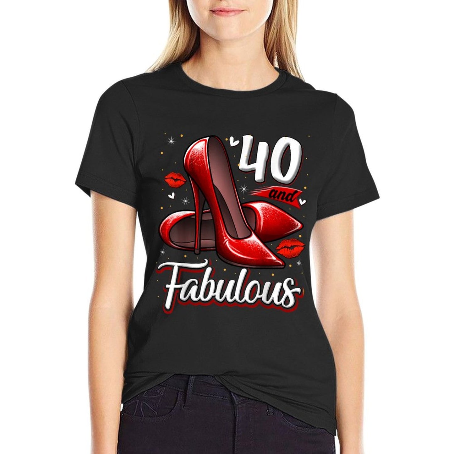 40 And Fabulous High Heels Stepping Into My 40th Birthday  Polyester Blend T-Shirt