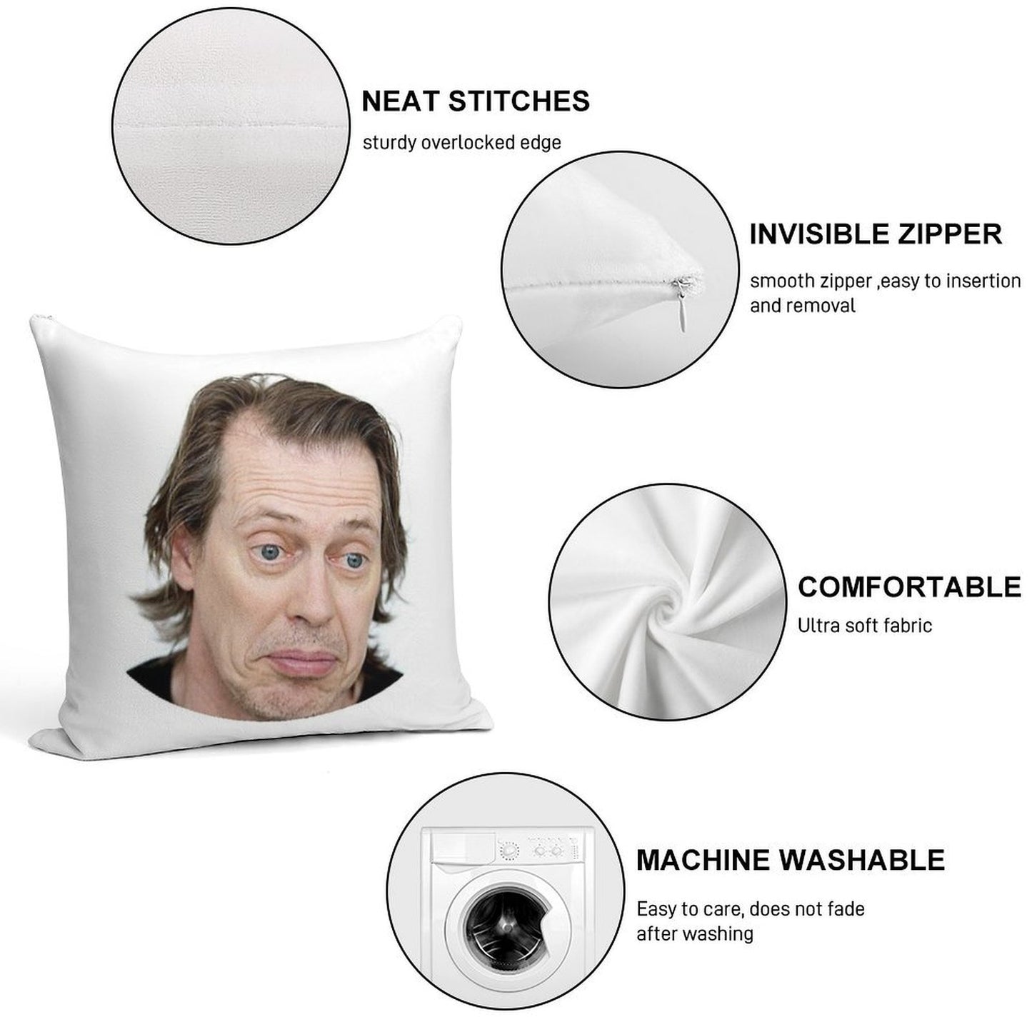 Steve Buscemi Meme Funny! Soft Shrink-Resistant Throw Pillow