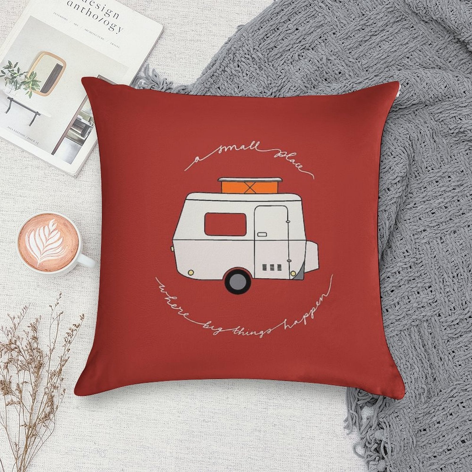 A Small Place Where Big Things Happen - Red Soft Short Plush Fabric Throw Pillow