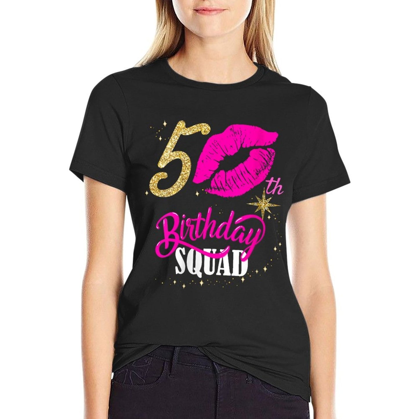 Womens Las Vegas Girls Trips 2024 Queen 50th Birthday Squad Stretchy T-Shirt