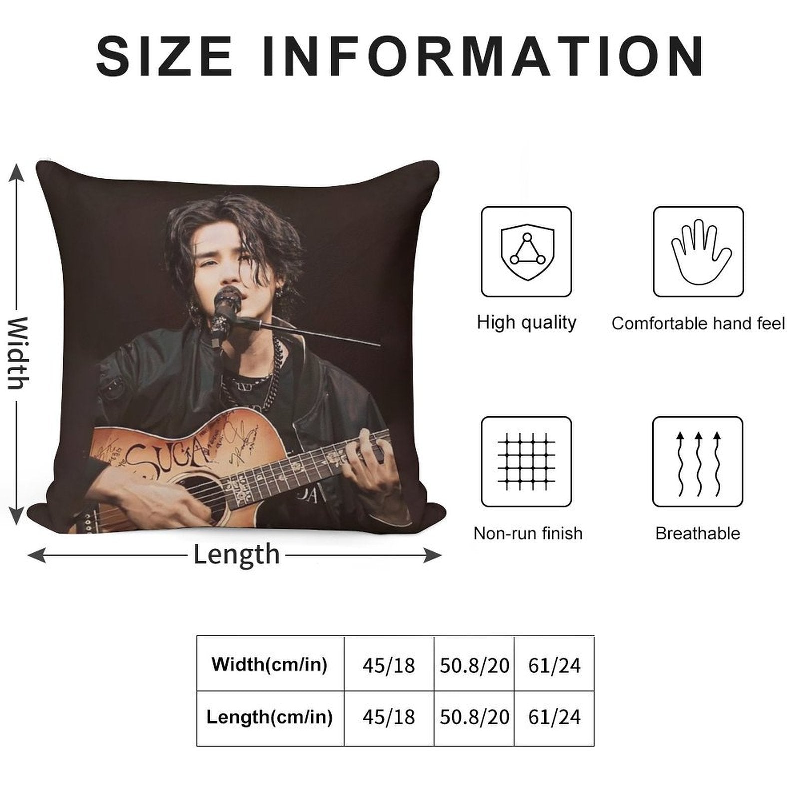 Min Yoongi Concert Soft Shrink-Resistant Throw Pillow